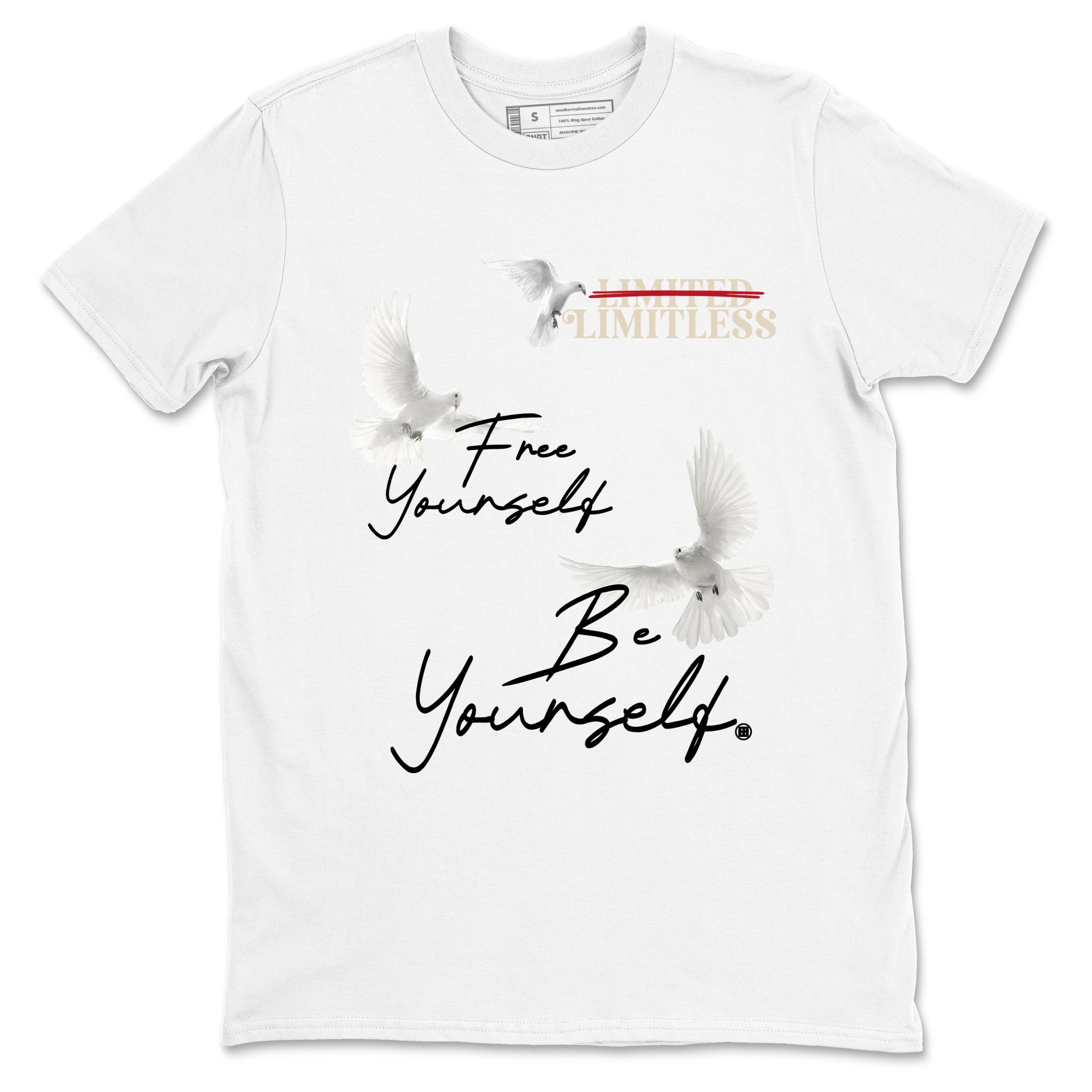 Sneaker Threads  Sneaker Tees To Match Air Foamposite One Pearl  Free Yourself Be Yourself Graphic Tee White 2. Perfect for Jordan releases 2025 colorways.