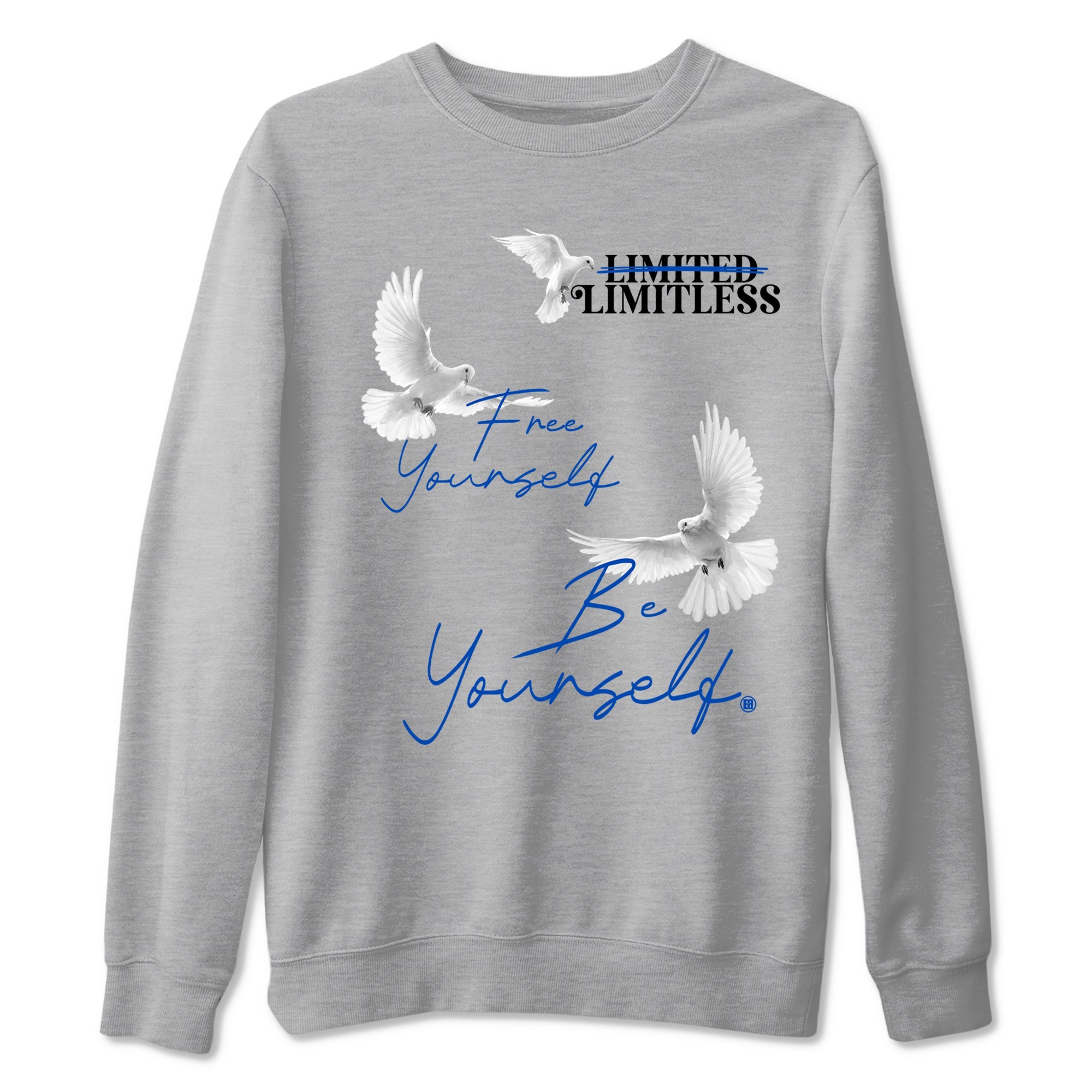 1s Game Royal shirts to match jordans Free Yourself Be Yourself sneaker match tees Air Jordan 1 Game Royal match shoes to clothes Drip Gear Zone unisex cotton Heather Grey 2 shirts