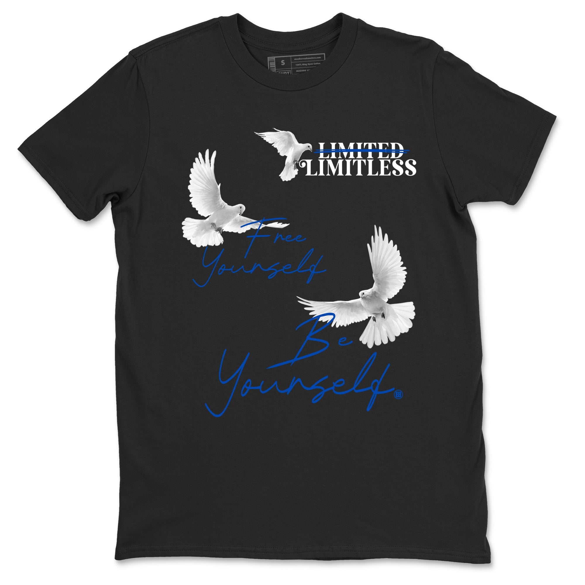 1s Game Royal shirts to match jordans Free Yourself Be Yourself sneaker match tees Air Jordan 1 Game Royal match shoes to clothes Drip Gear Zone unisex cotton Black 2 shirts