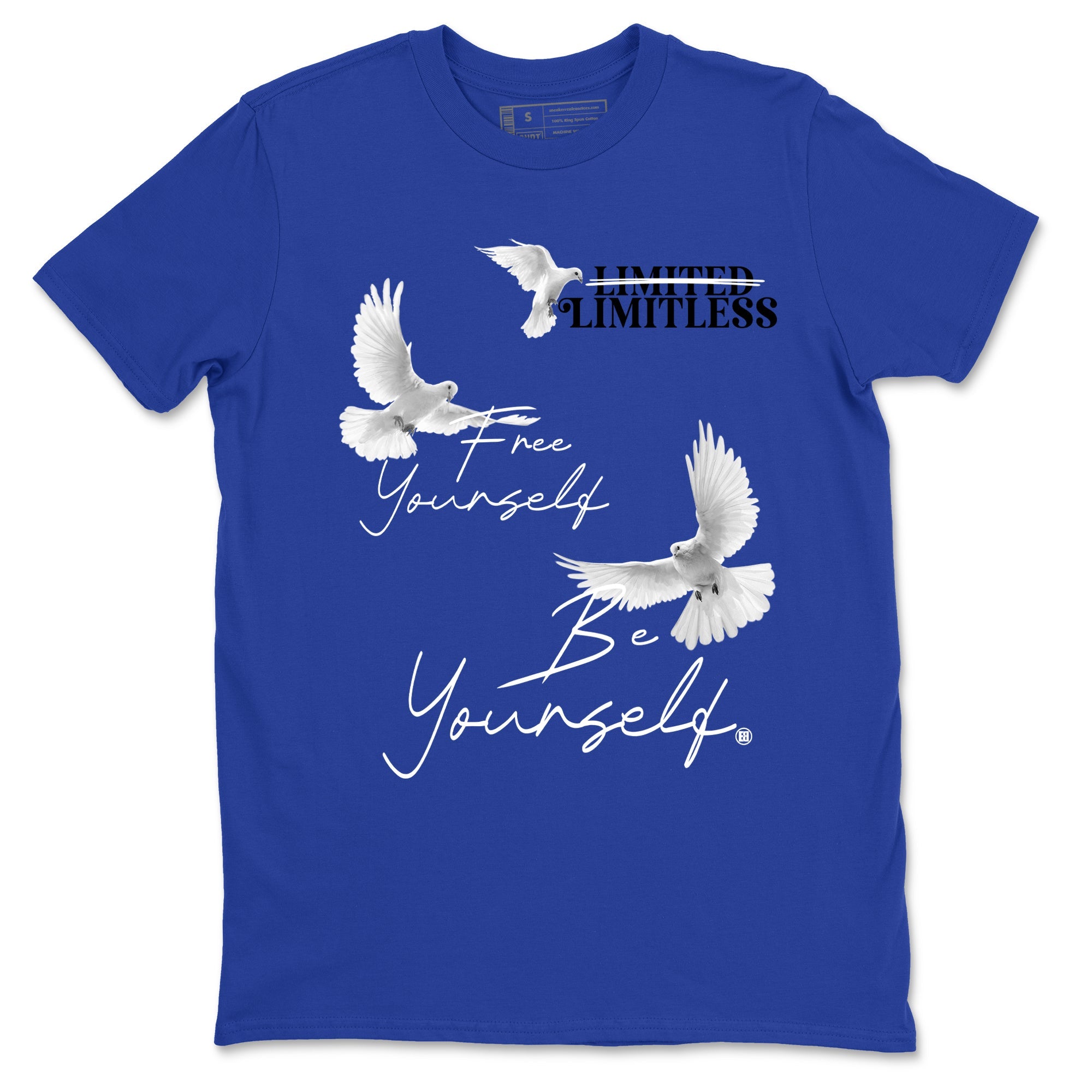 1s Game Royal shirts to match jordans Free Yourself Be Yourself sneaker match tees Air Jordan 1 Game Royal match shoes to clothes Drip Gear Zone unisex cotton Royal Blue 2 shirts