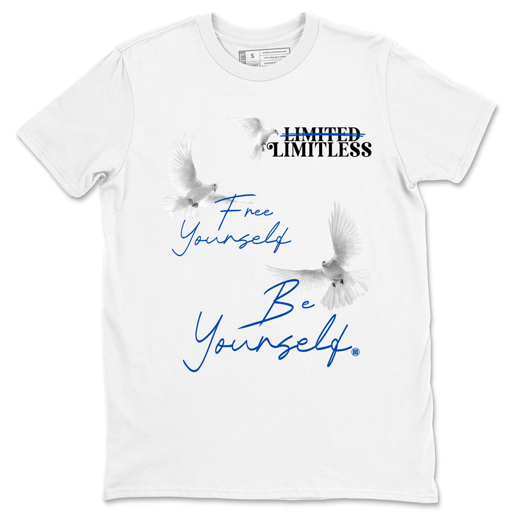 1s Game Royal shirts to match jordans Free Yourself Be Yourself sneaker match tees Air Jordan 1 Game Royal match shoes to clothes Drip Gear Zone unisex cotton White 2 shirts