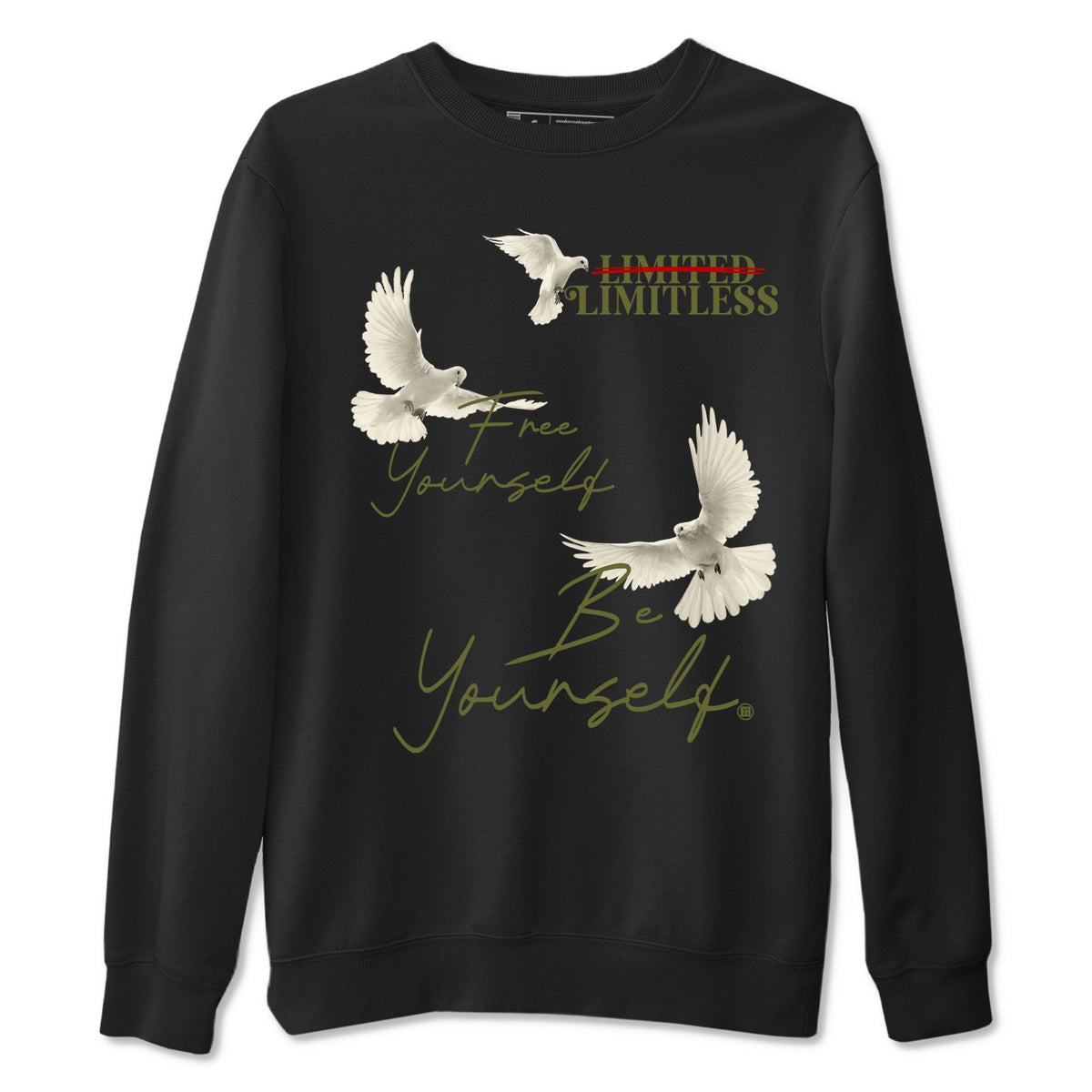 Jordan 1 Olive t shirts to match sneakers Free Yourself Be Yourself sneaker match tees Air Jordan 1 Low x Travis Scott Reverse Olive tee Drip Gear Zone unisex cotton Black 2 shirts