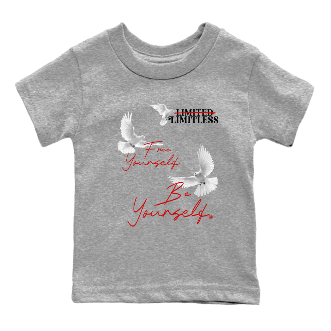 11s Bred Velvet shirts to match jordans Free Yourself Be Yourself sneaker match tees Air Jordan 11 Bred Velvet match shoes to clothes Drip Gear Zone Youth Baby Heather Grey 2 tee
