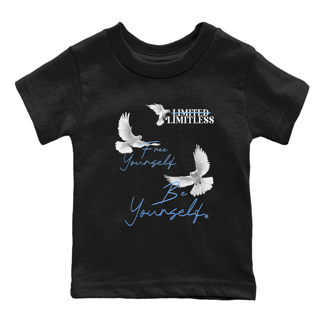 11s Legend Blue shirts to match jordans Free Yourself Be Yourself sneaker match tees Air Jordan 11 Legend Blue match shoes to clothes Drip Gear Zone Youth Baby Black 2 tee