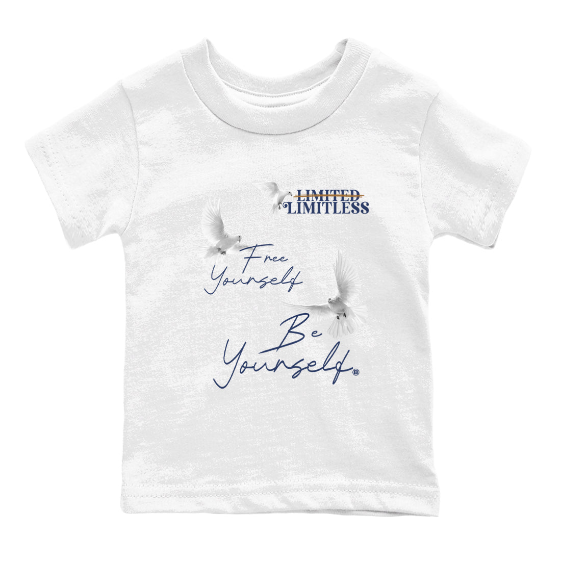 13s Midnight Navy shirts to match jordans Free Yourself Be Yourself sneaker match tees Air Jordan 13 Midnight Navy match shoes to clothes Drip Gear Zone Youth Baby White 2 tee