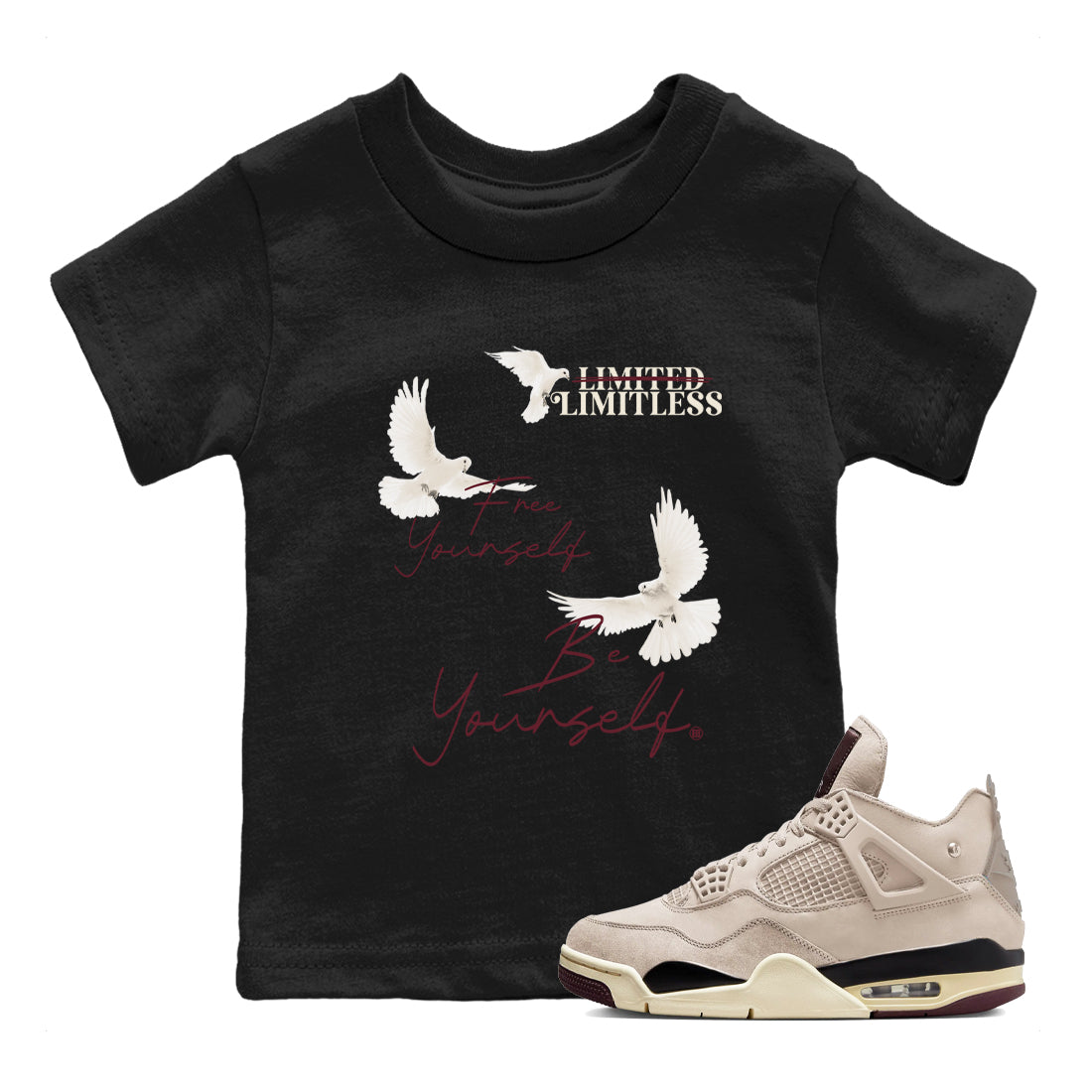 4s A Ma Maniere x "While You Were Sleeping" shirts to match jordans Free Yourself Be Yourself sneaker match tees Air Jordan 4 A Ma Maniere x W.Y.W.S match shoes to clothes Drip Gear Zone Youth Baby Black 1 tee