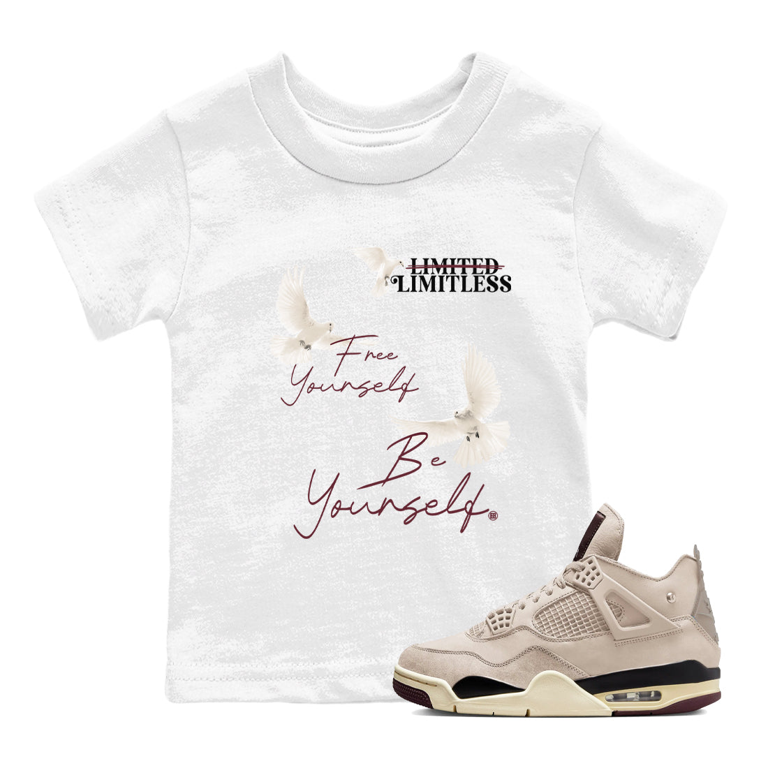4s A Ma Maniere x "While You Were Sleeping" shirts to match jordans Free Yourself Be Yourself sneaker match tees Air Jordan 4 A Ma Maniere x W.Y.W.S match shoes to clothes Drip Gear Zone Youth Baby White 1 tee