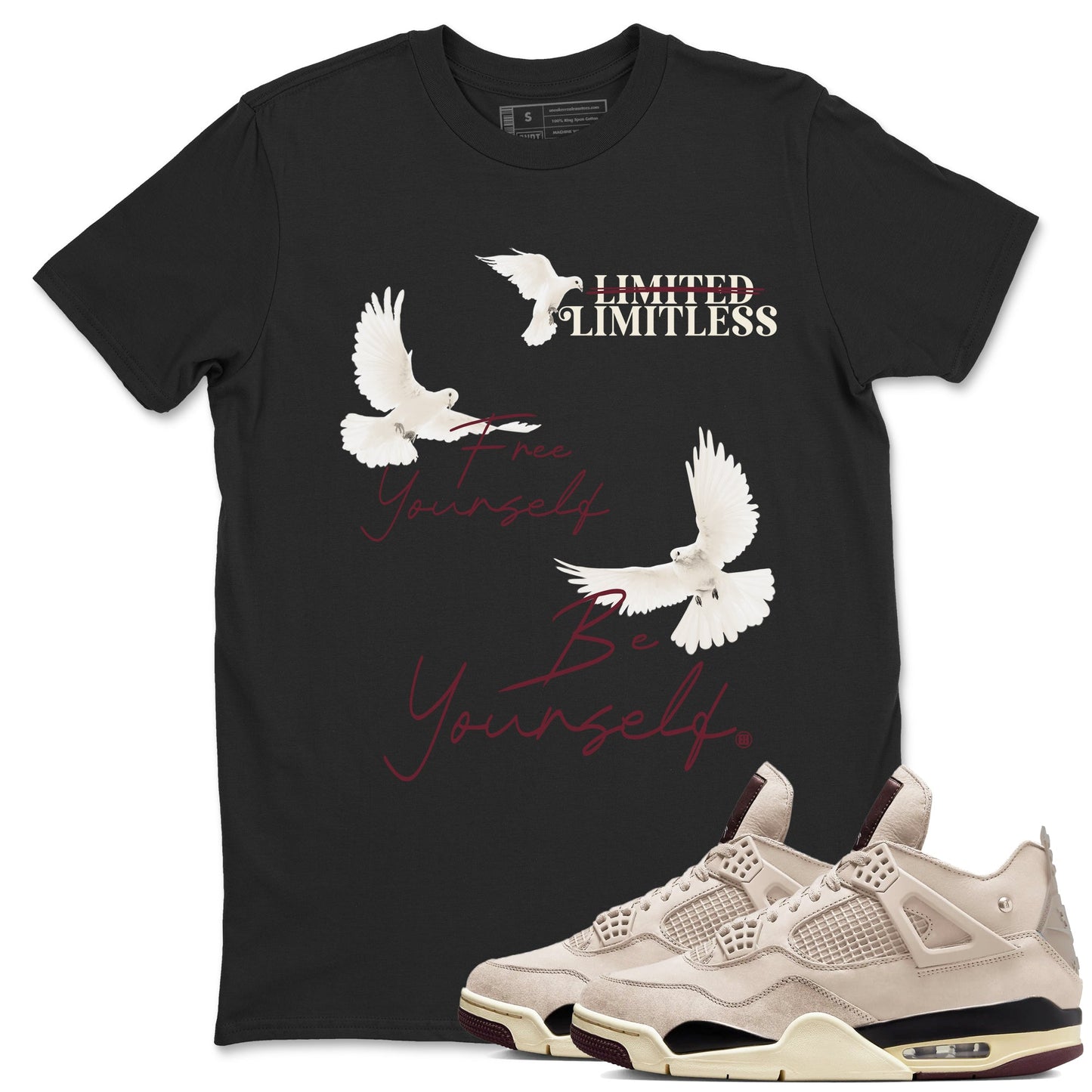 4s A Ma Maniere x "While You Were Sleeping" shirts to match jordans Free Yourself Be Yourself sneaker match tees Air Jordan 4 A Ma Maniere x W.Y.W.S match shoes to clothes Drip Gear Zone unisex cotton Black 1 shirts