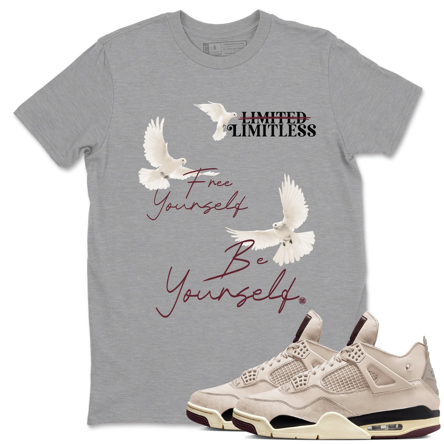 4s A Ma Maniere x "While You Were Sleeping" shirts to match jordans Free Yourself Be Yourself sneaker match tees Air Jordan 4 A Ma Maniere x W.Y.W.S match shoes to clothes Drip Gear Zone unisex cotton Heather Grey 1 shirts