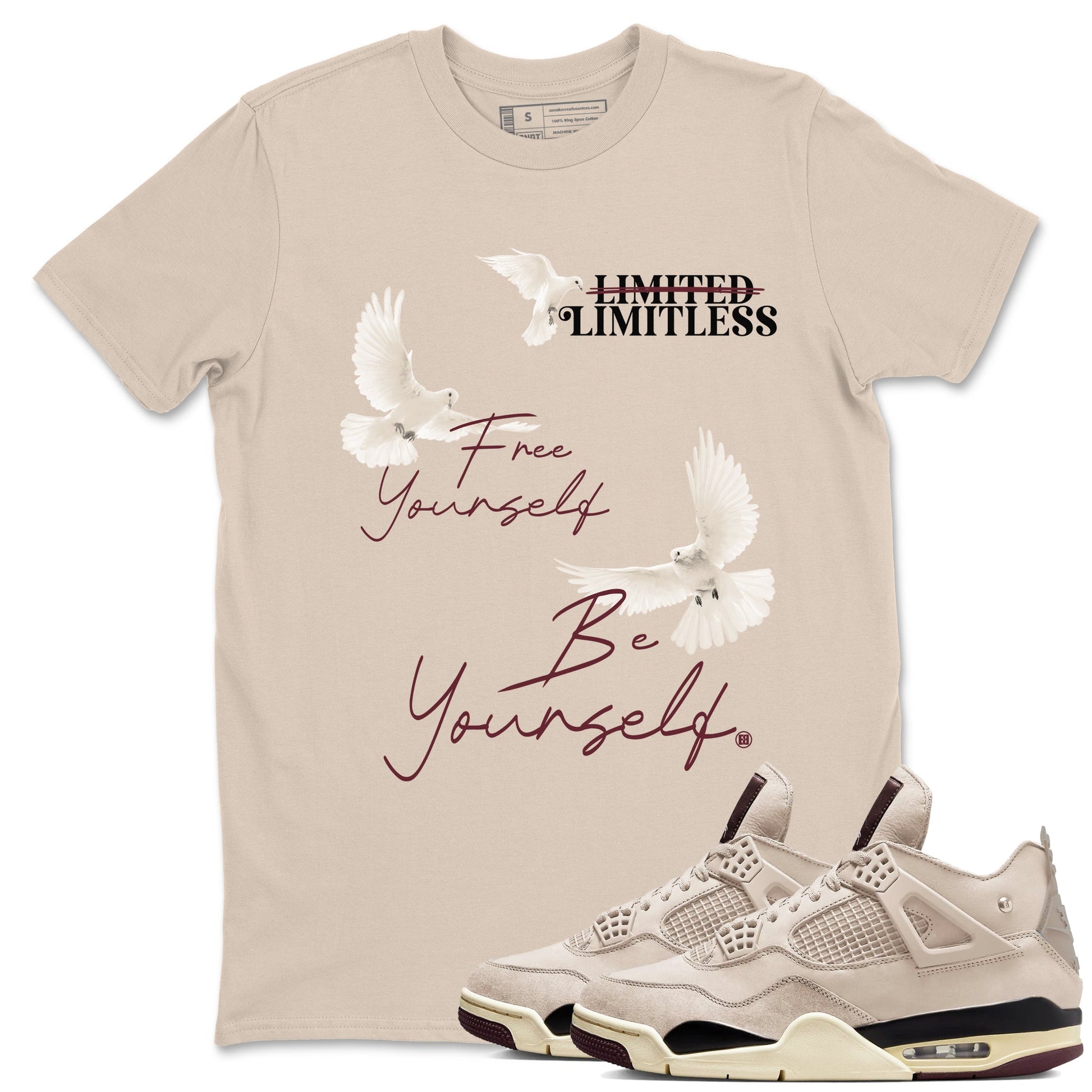 4s A Ma Maniere x "While You Were Sleeping" shirts to match jordans Free Yourself Be Yourself sneaker match tees Air Jordan 4 A Ma Maniere x W.Y.W.S match shoes to clothes Drip Gear Zone unisex cotton Sand 1 shirts