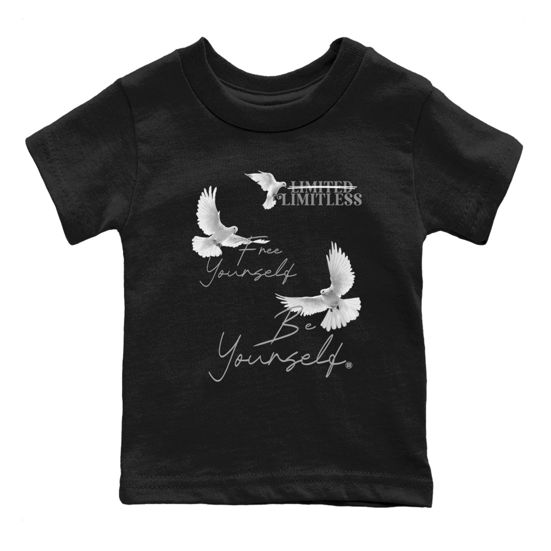 4s Wet Cement shirts to match jordans Free Yourself Be Yourself sneaker match tees Air Jordan 4 Wet Cement match shoes to clothes Drip Gear Zone Youth Baby Black 2 tee