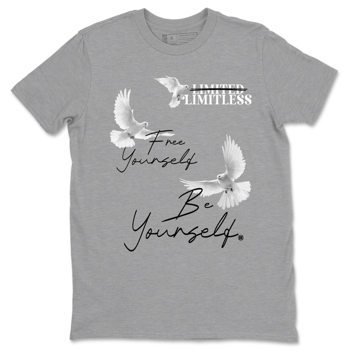 4s Wet Cement shirts to match jordans Free Yourself Be Yourself sneaker match tees Air Jordan 4 Wet Cement match shoes to clothes Drip Gear Zone unisex cotton Heather Grey 2 shirts