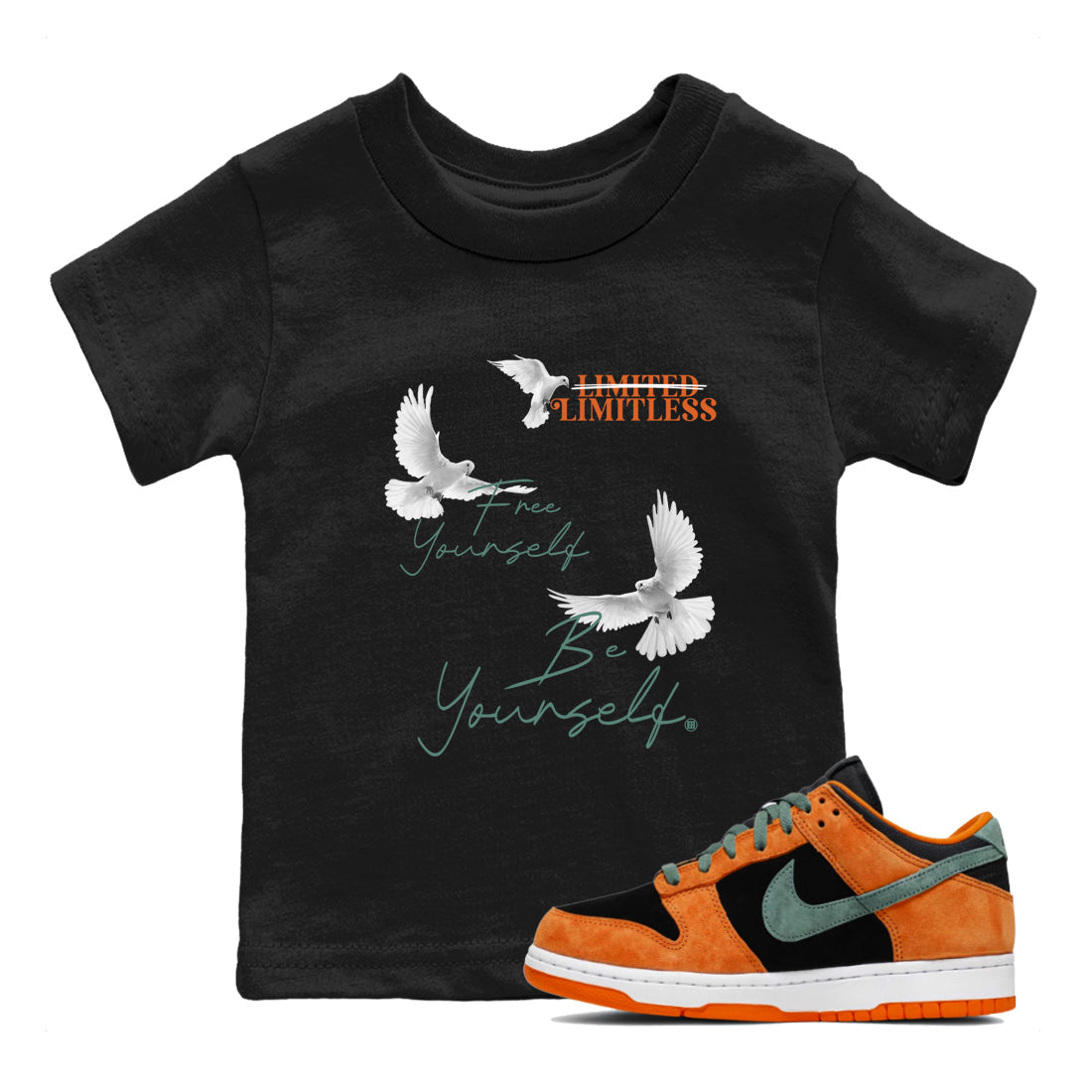 Dunk Low Ceramic shirts to match jordans Free Yourself Be Yourself sneaker match tees Dunk Ceramic match shoes to clothes Drip Gear Zone Youth Baby Black 1 tee