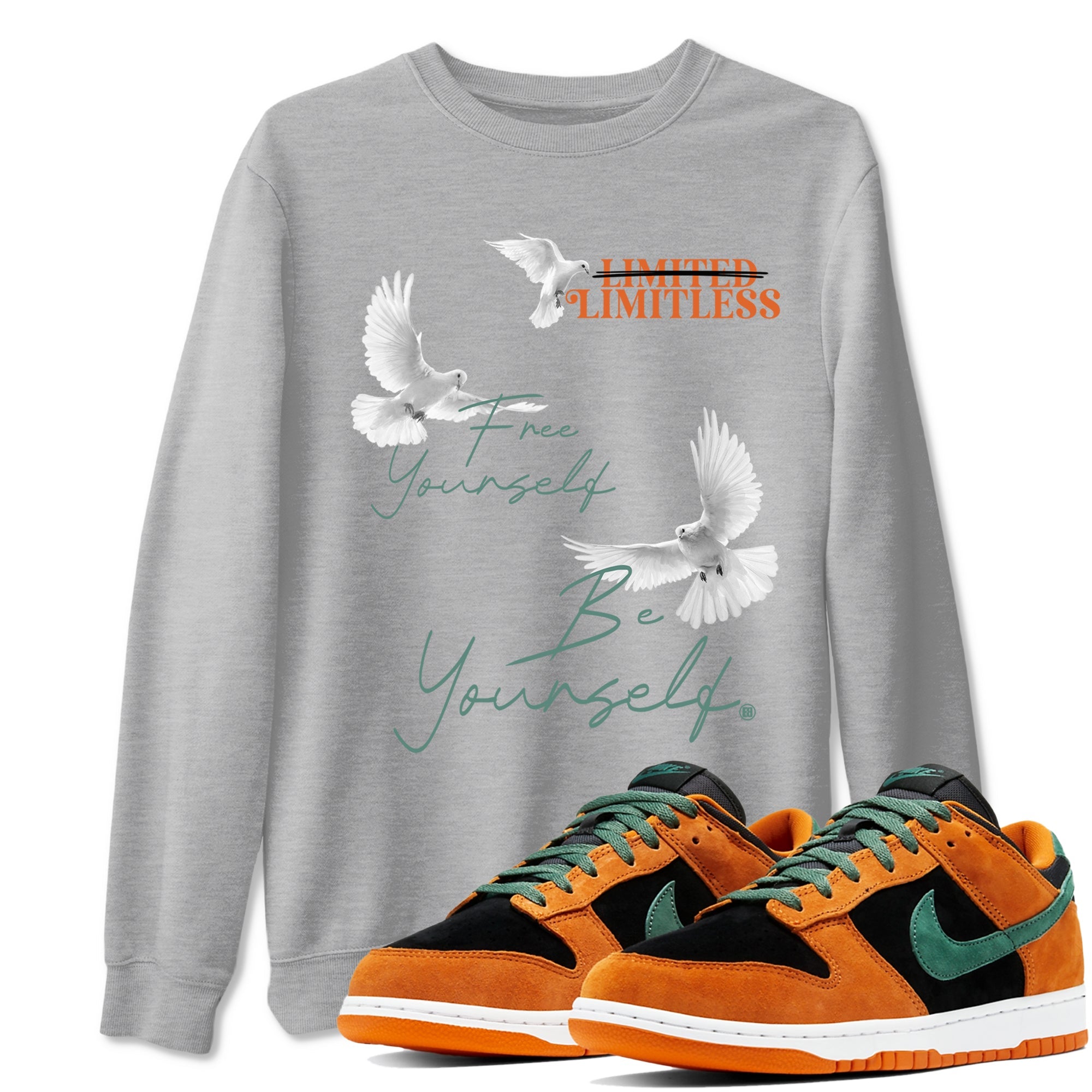 Dunk Low Ceramic shirts to match jordans Free Yourself Be Yourself sneaker match tees Dunk Ceramic match shoes to clothes Drip Gear Zone unisex cotton Heather Grey 1 shirts