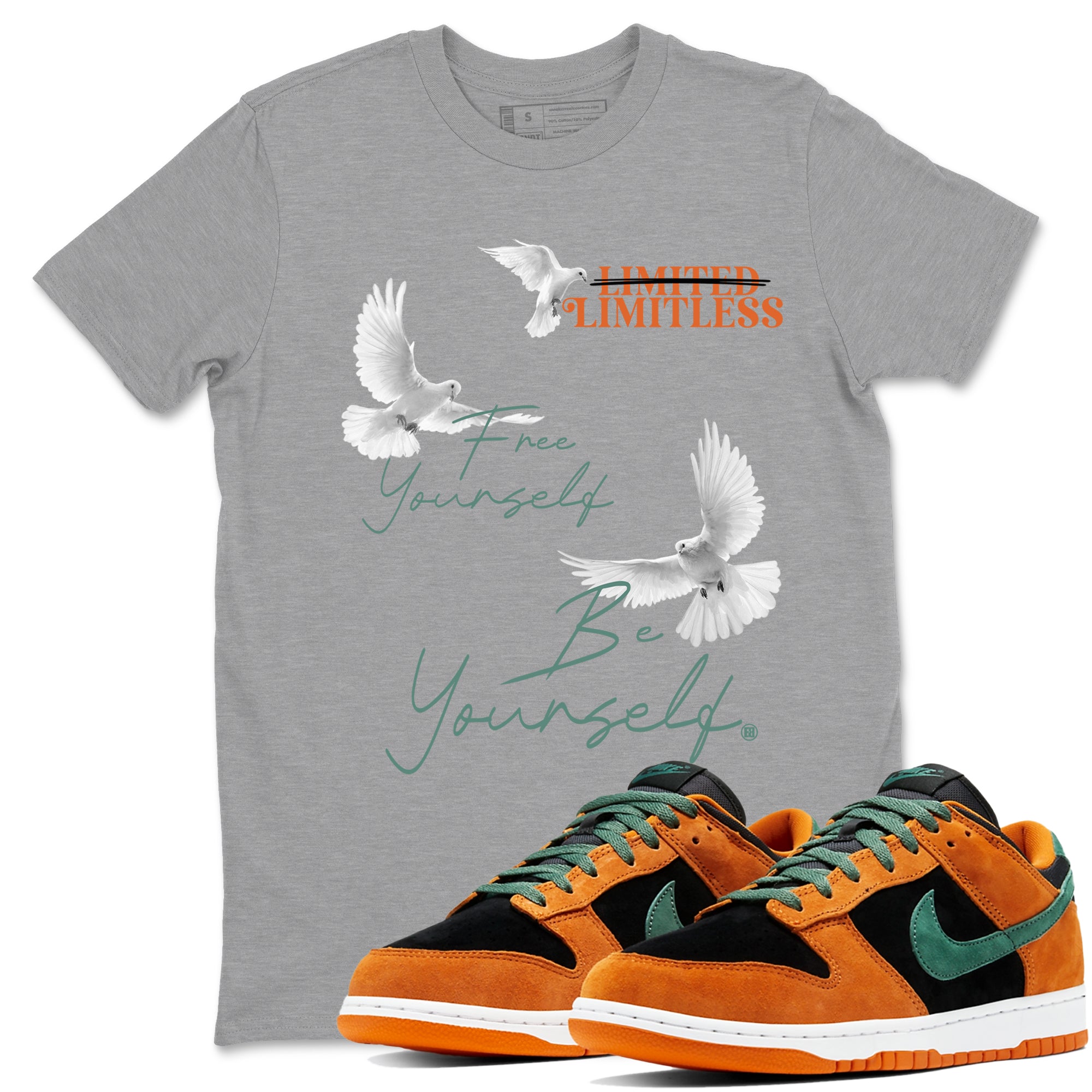 Dunk Low Ceramic shirts to match jordans Free Yourself Be Yourself sneaker match tees Dunk Ceramic match shoes to clothes Drip Gear Zone unisex cotton Heather Grey 1 shirts