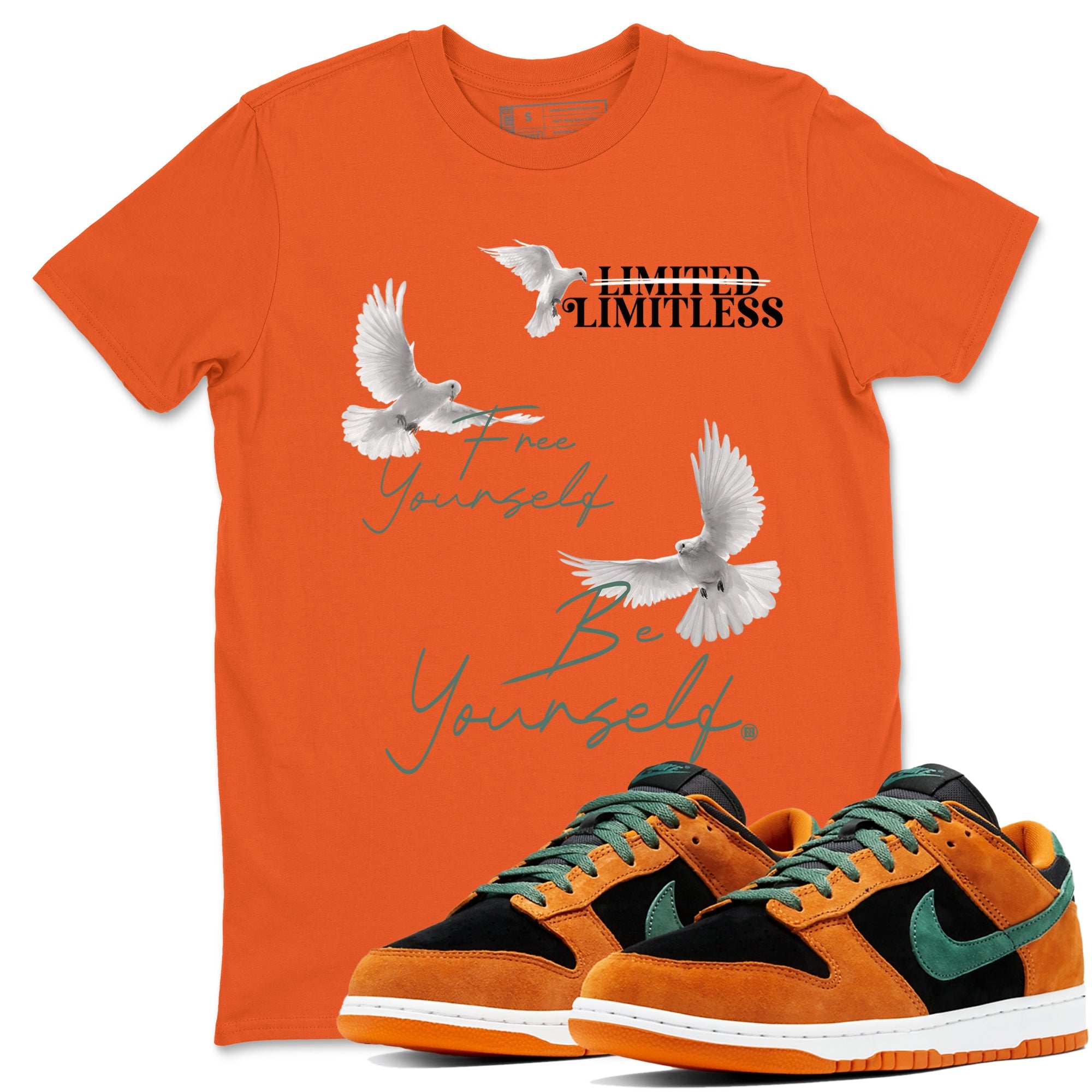 Dunk Low Ceramic shirts to match jordans Free Yourself Be Yourself sneaker match tees Dunk Ceramic match shoes to clothes Drip Gear Zone unisex cotton Orange 1 shirts