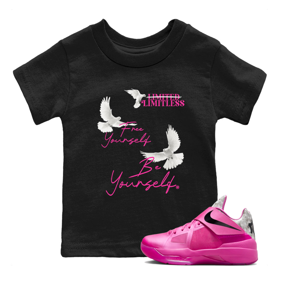 Nike KD 4 Retro Aunt Pearl shirts to match jordans Free Yourself Be yourself sneaker match tees Nike KD 4 Aunt Pearl match shoes to clothes Drip Gear Zone Youth Baby Black 1 tee