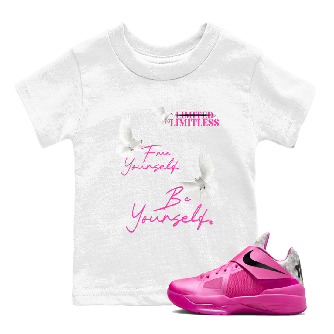 Nike KD 4 Retro Aunt Pearl shirts to match jordans Free Yourself Be yourself sneaker match tees Nike KD 4 Aunt Pearl match shoes to clothes Drip Gear Zone Youth Baby White 1 tee