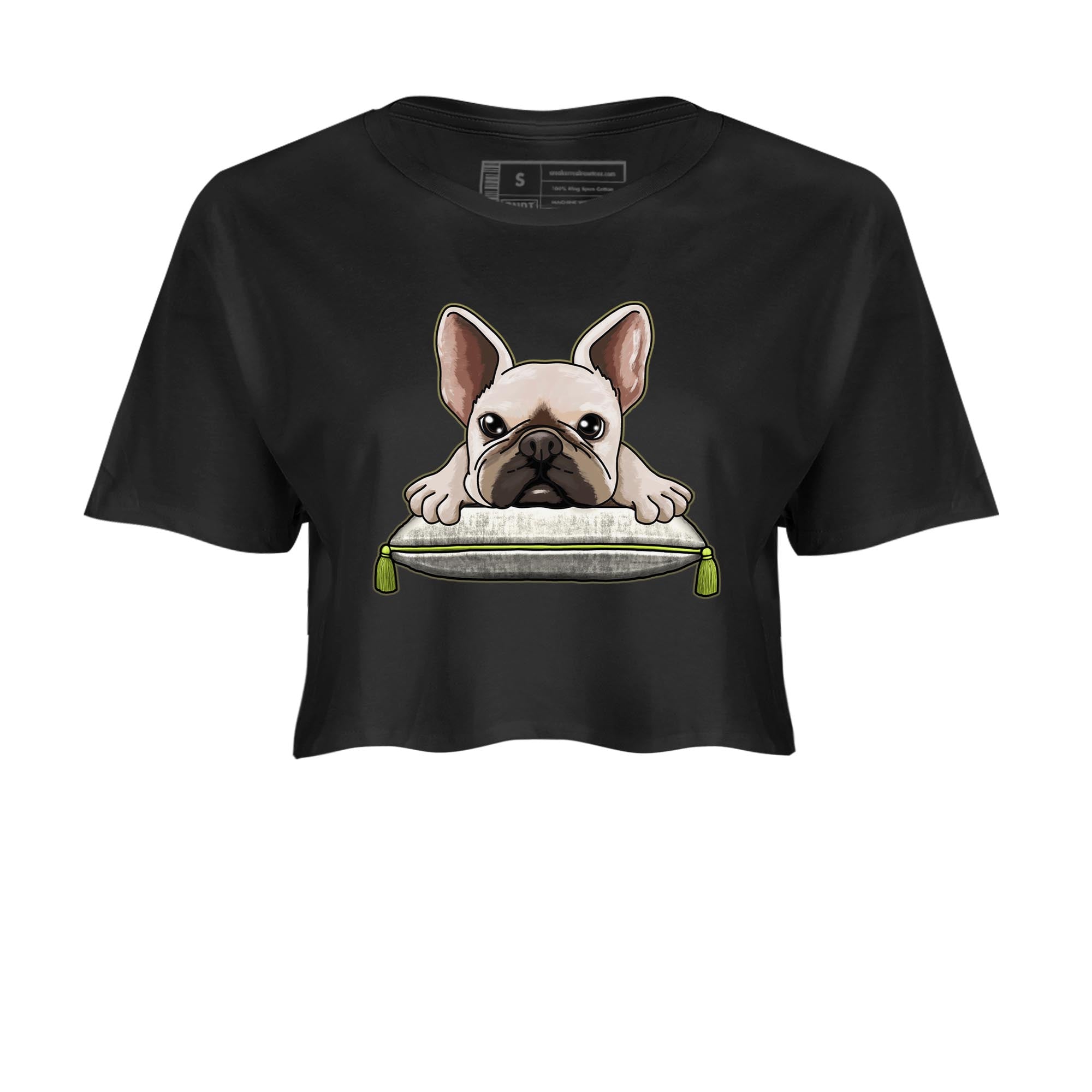 Jordan 1 Low X Travis Scott Golf Olive shirt to match jordans French Bulldog sneaker release tees Air Jordan 1 Travis Scott Golf Olive Drip Gear Zone Black 2 Crop T-Shirt
