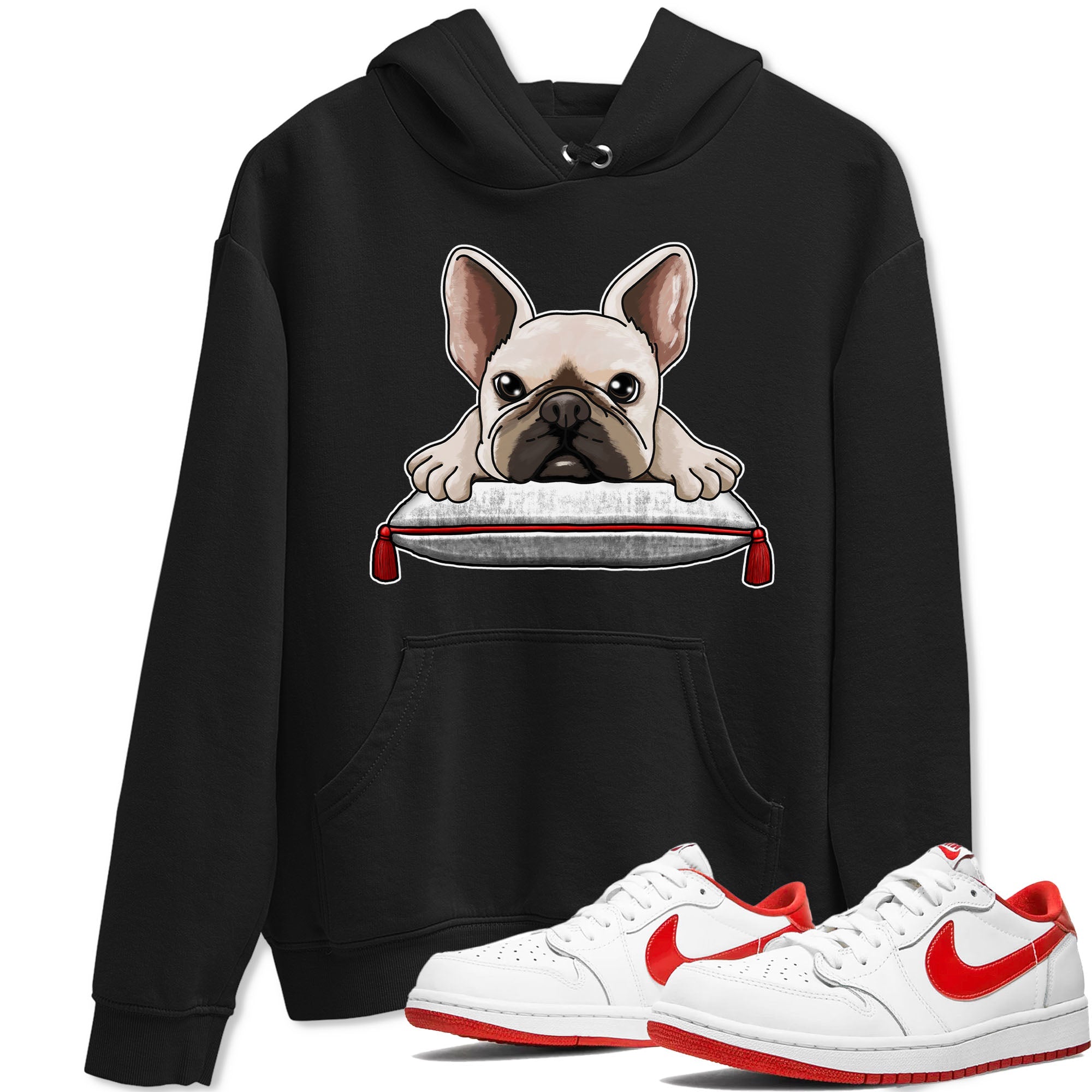 1s Low University Red shirt to match jordans French Bulldog sneaker tees Air Jordan 1 University Red Drip Gear Zone Sneaker Matching Clothing Brand Unisex Sneaker Tee Black 1 T-Shirt