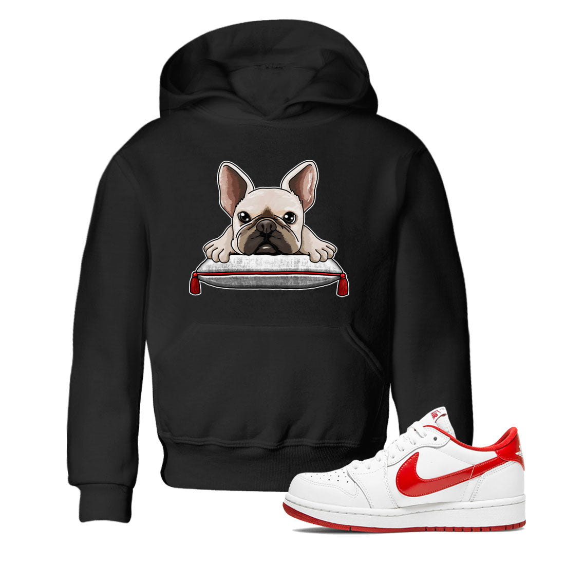 1s Low University Red shirt to match jordans French Bulldog sneaker tees Air Jordan 1 University Red Drip Gear Zone Sneaker Matching Clothing Brand Baby Toddler Black 1 T-Shirt