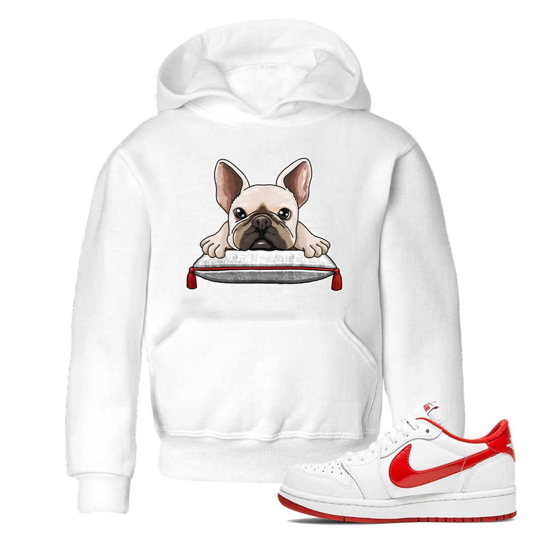 1s Low University Red shirt to match jordans French Bulldog sneaker tees Air Jordan 1 University Red Drip Gear Zone Sneaker Matching Clothing Brand Baby Toddler White 1 T-Shirt