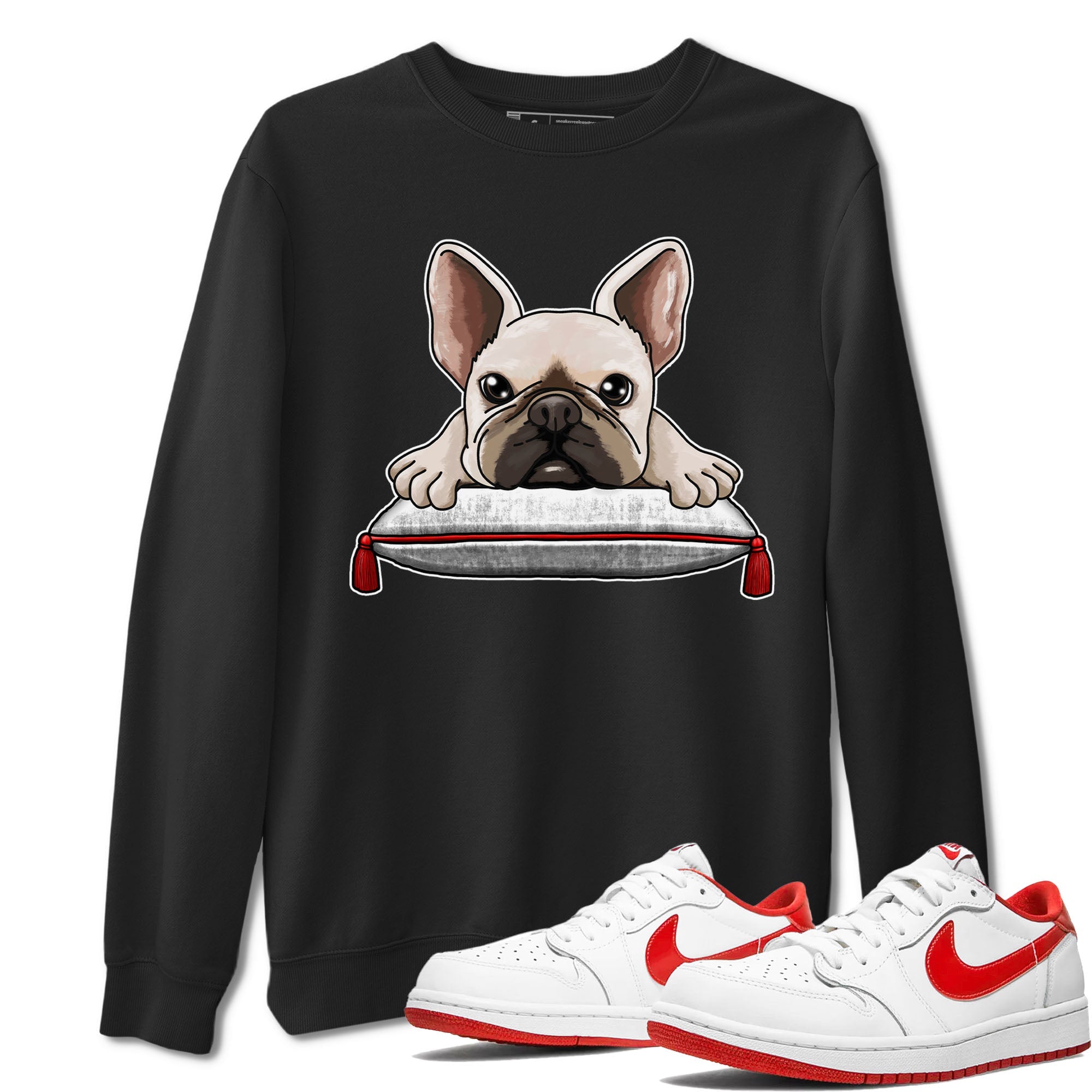 1s Low University Red shirt to match jordans French Bulldog sneaker tees Air Jordan 1 University Red Drip Gear Zone Sneaker Matching Clothing Brand Unisex Sneaker Tee Black 1 T-Shirt