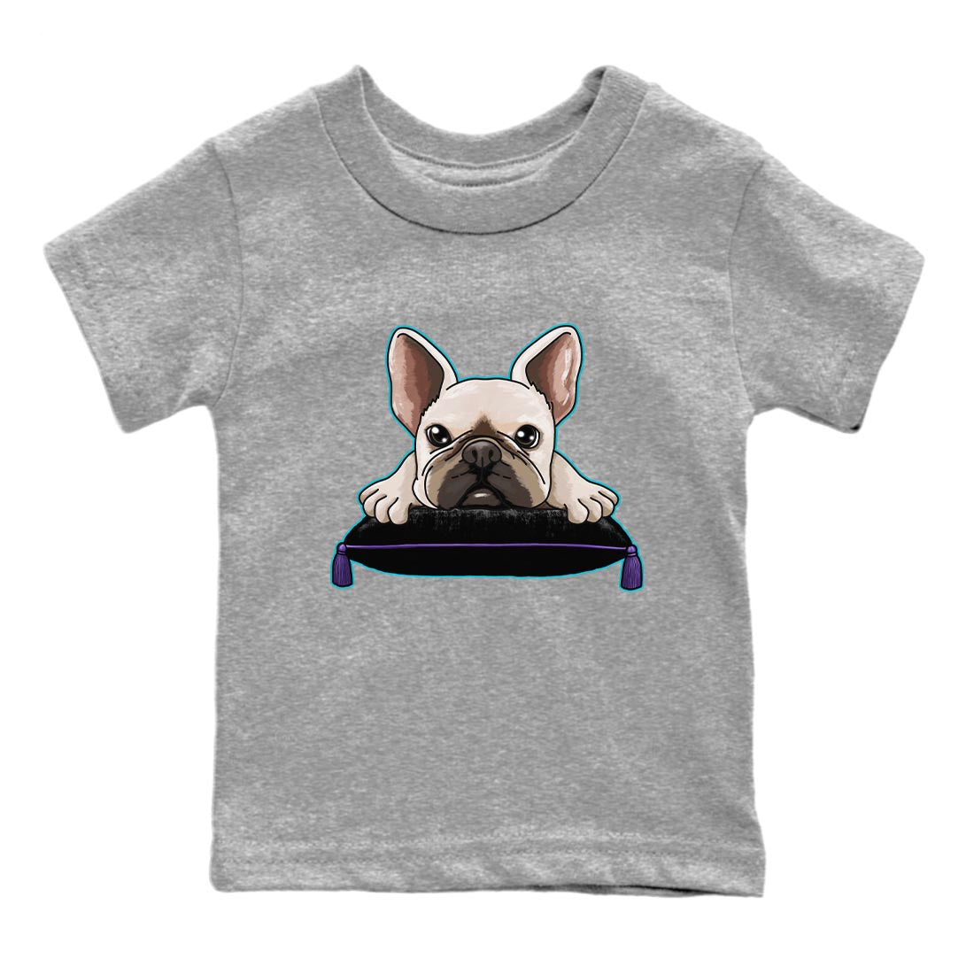 AJ6 Aqua shirt to match jordans French Bulldog sneaker release tees Air Jordan 6 Aqua Drip Gear Zone Baby Toddler Heather Grey 2 T-Shirt