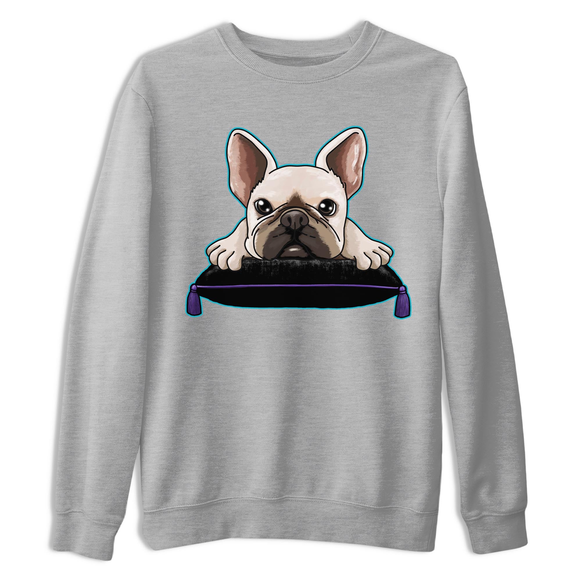 AJ6 Aqua shirt to match jordans French Bulldog sneaker release tees Air Jordan 6 Aqua Drip Gear Zone Unisex Streetwear Clothing Heather Grey 2 T-Shirt