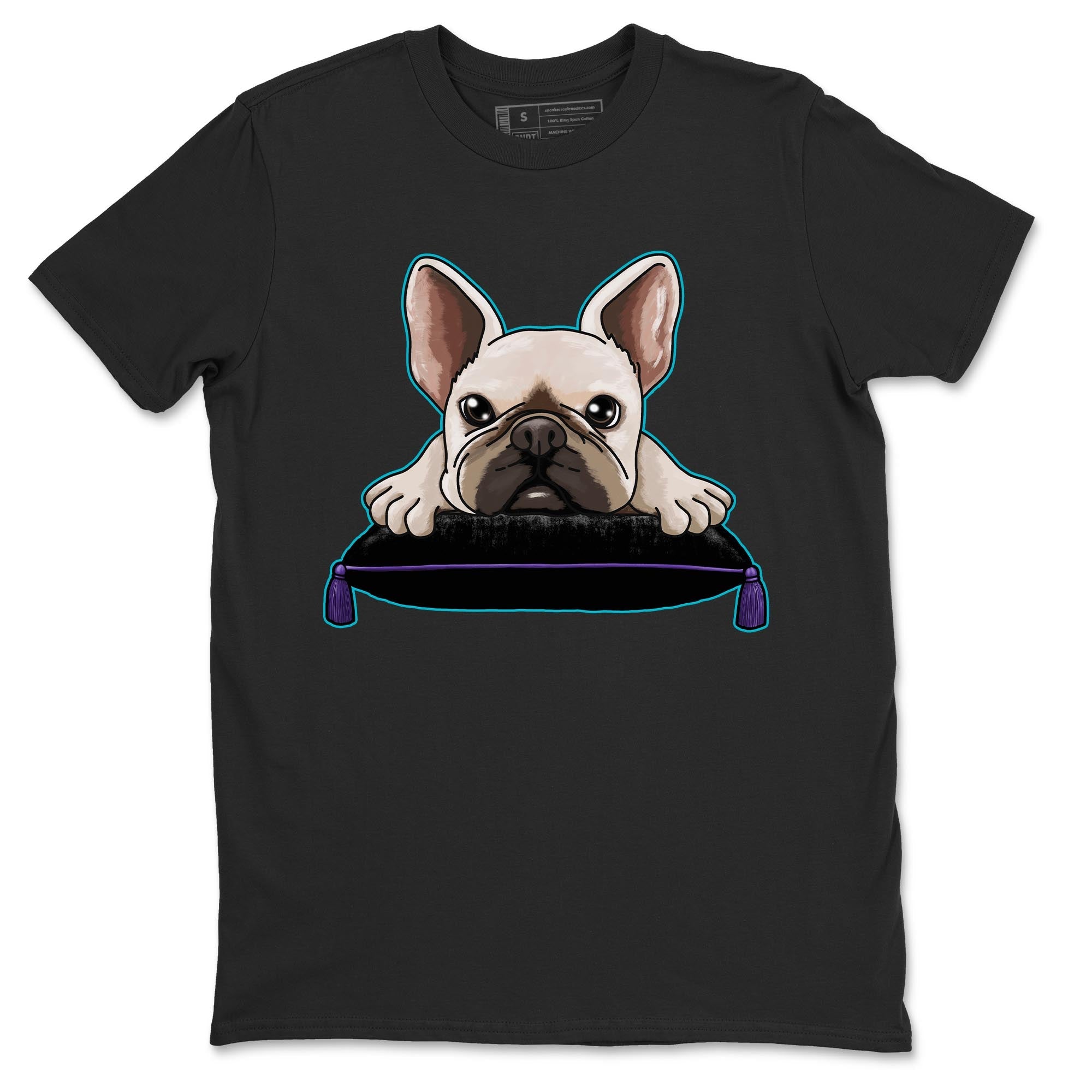 AJ6 Aqua shirt to match jordans French Bulldog sneaker release tees Air Jordan 6 Aqua Drip Gear Zone Unisex Streetwear Clothing Black 2 T-Shirt