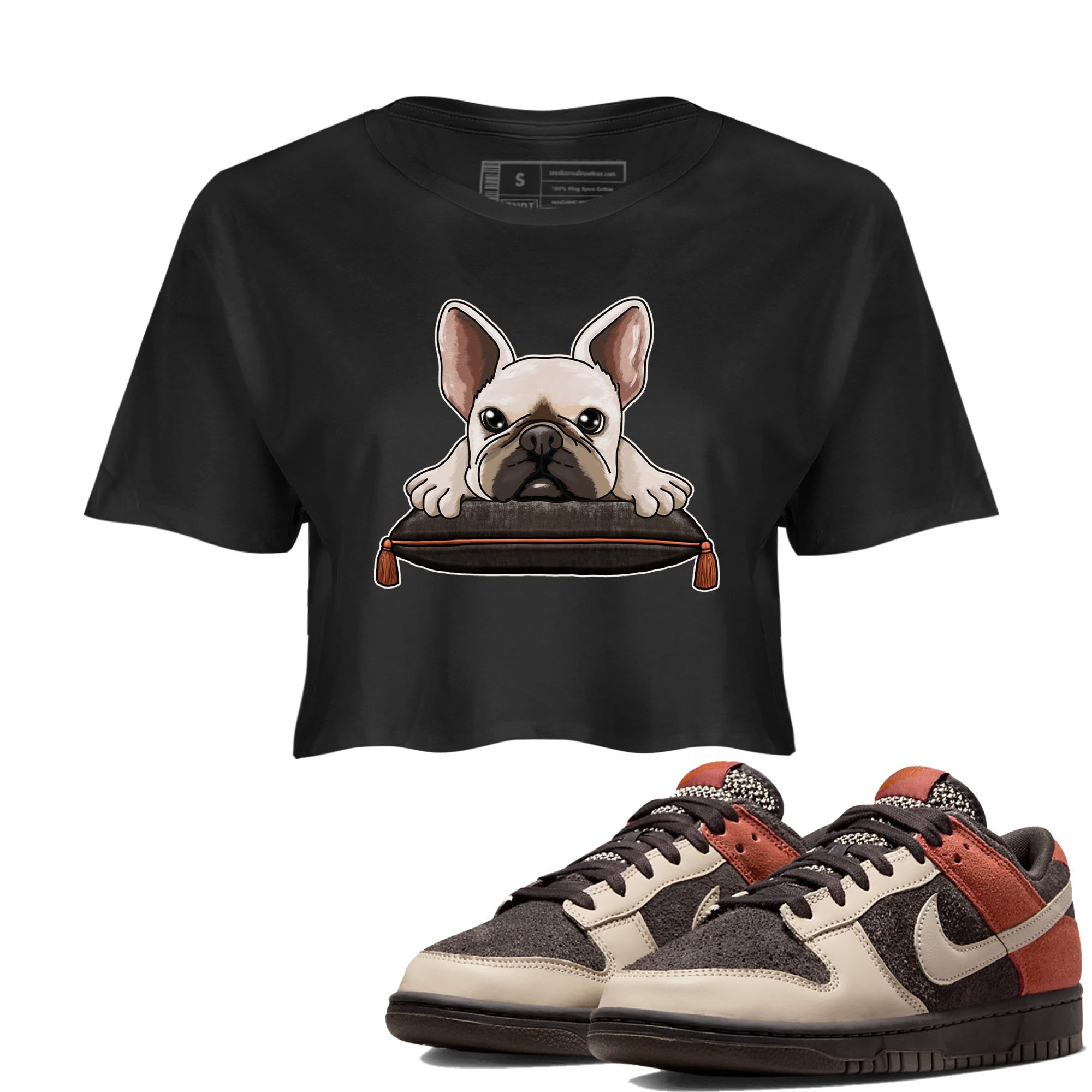 Nike Low Dunk Red Panda shirt to match jordans French Bulldog sneaker tees Nike Dunk Red Panda Drip Gear Zone Black 1 Crop T-Shirt