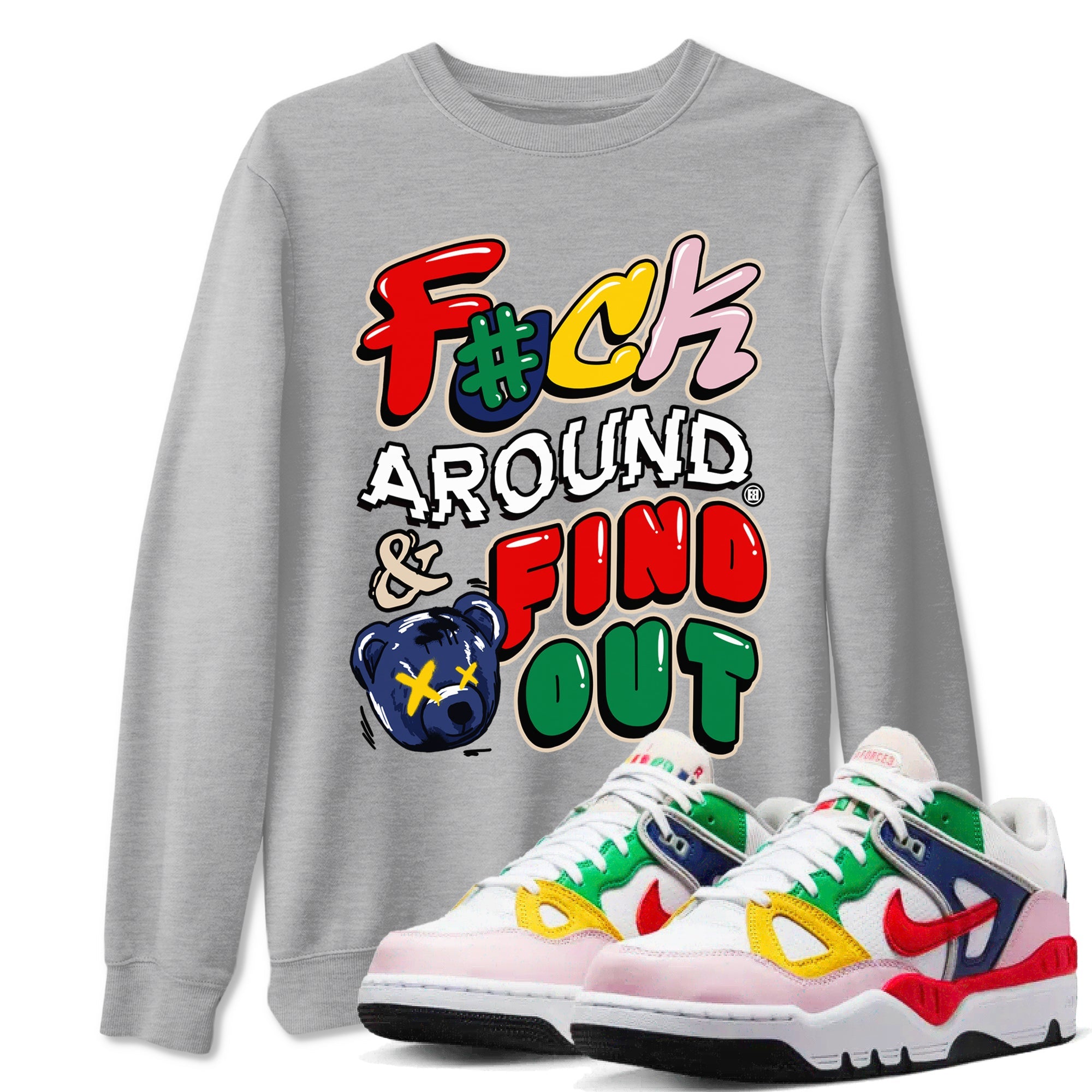 AF 3 Nigo shirtsto match jordans Fuck Around And Find Out sneaker match tees Air Force 3 Low x Nigo Blue Void and Tour Yellow match shoes to clothes Drip Gear Zone unisex cotton Heather Grey 1 shirts