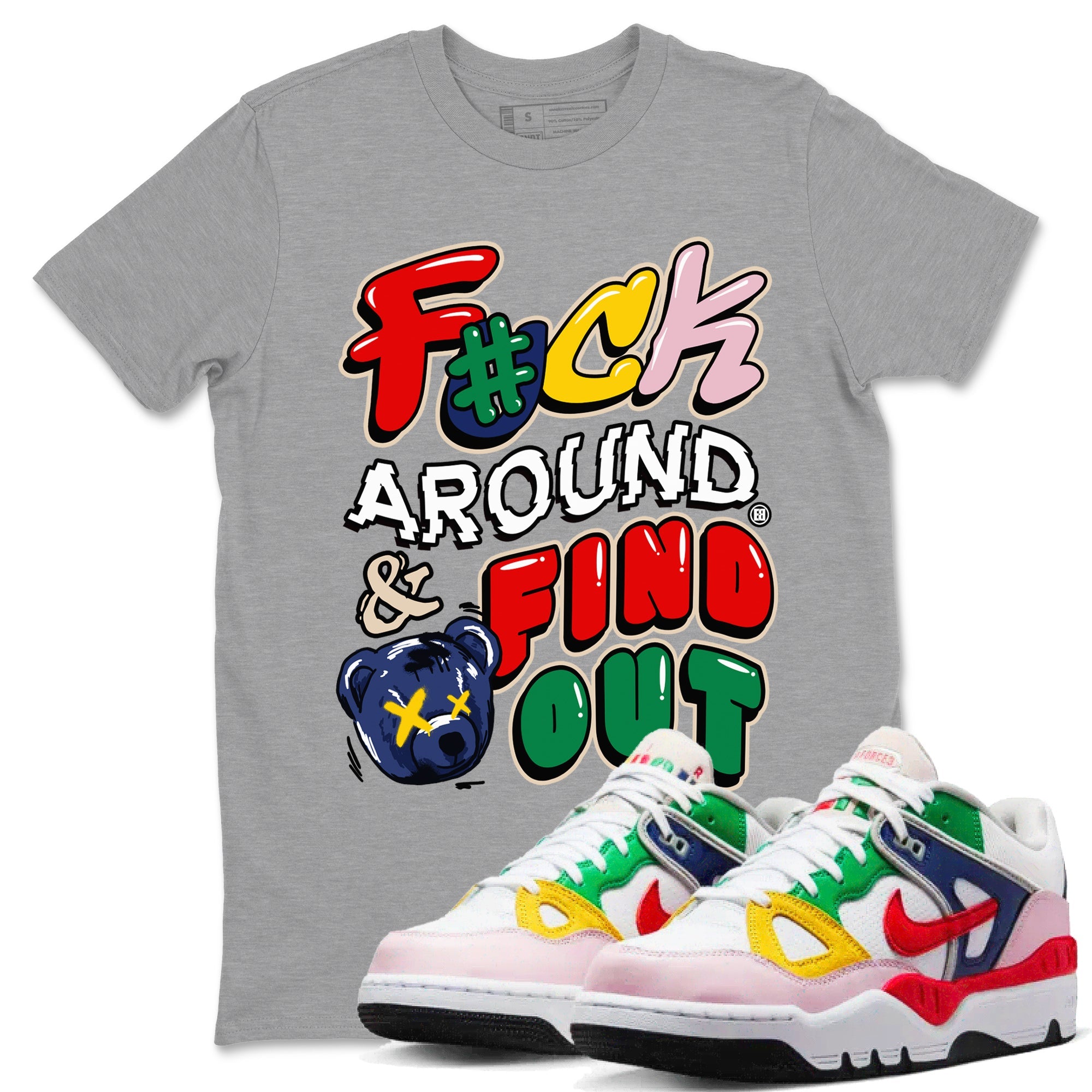AF 3 Nigo shirtsto match jordans Fuck Around And Find Out sneaker match tees Air Force 3 Low x Nigo Blue Void and Tour Yellow match shoes to clothes Drip Gear Zone unisex cotton Heather Grey 1 shirts