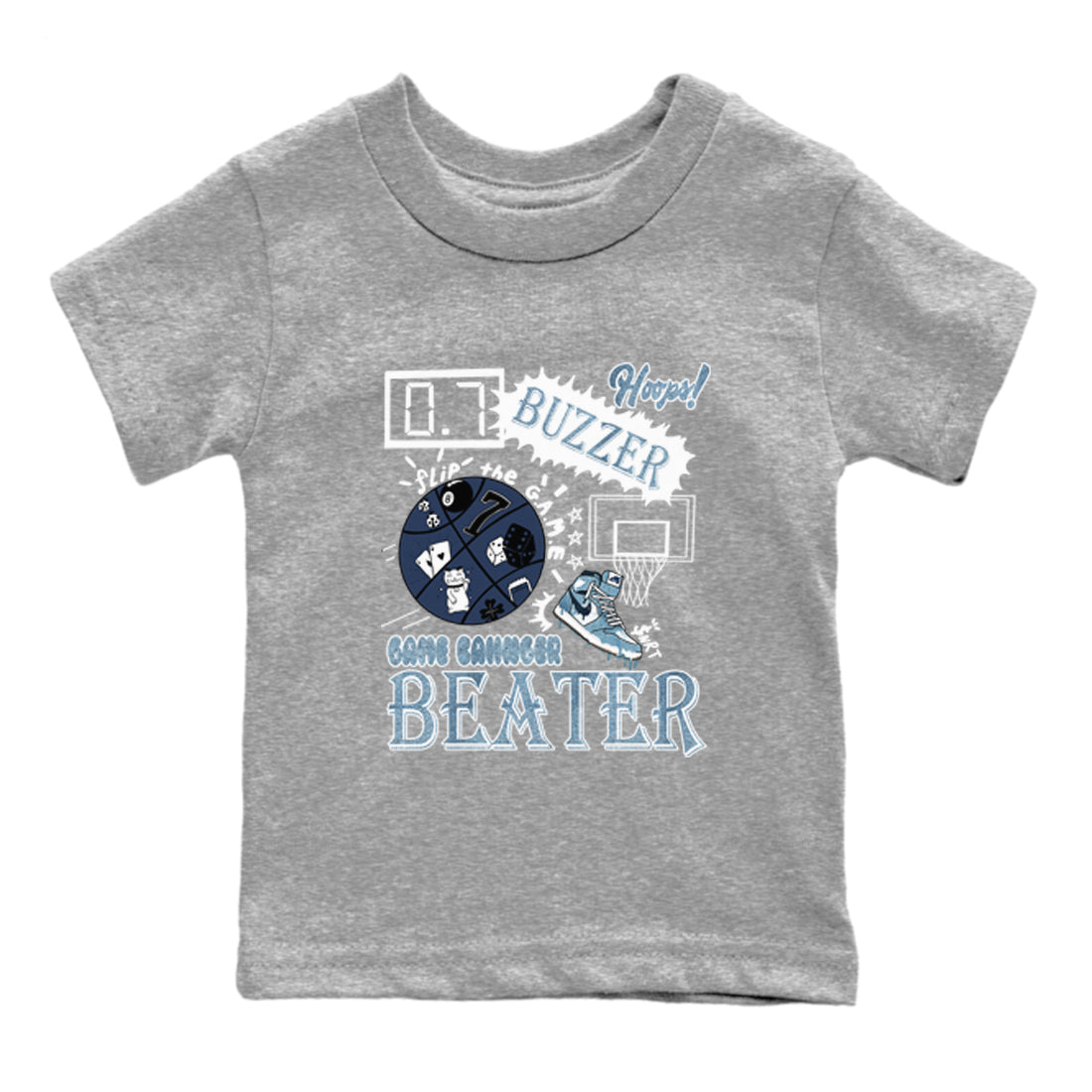 1s Denim shirts to match jordans Game Changer sneaker match tees Air Jordan 1 Denim Drip Gear Zone streetwear brand Baby and Youth Heather Grey 2 cotton tee