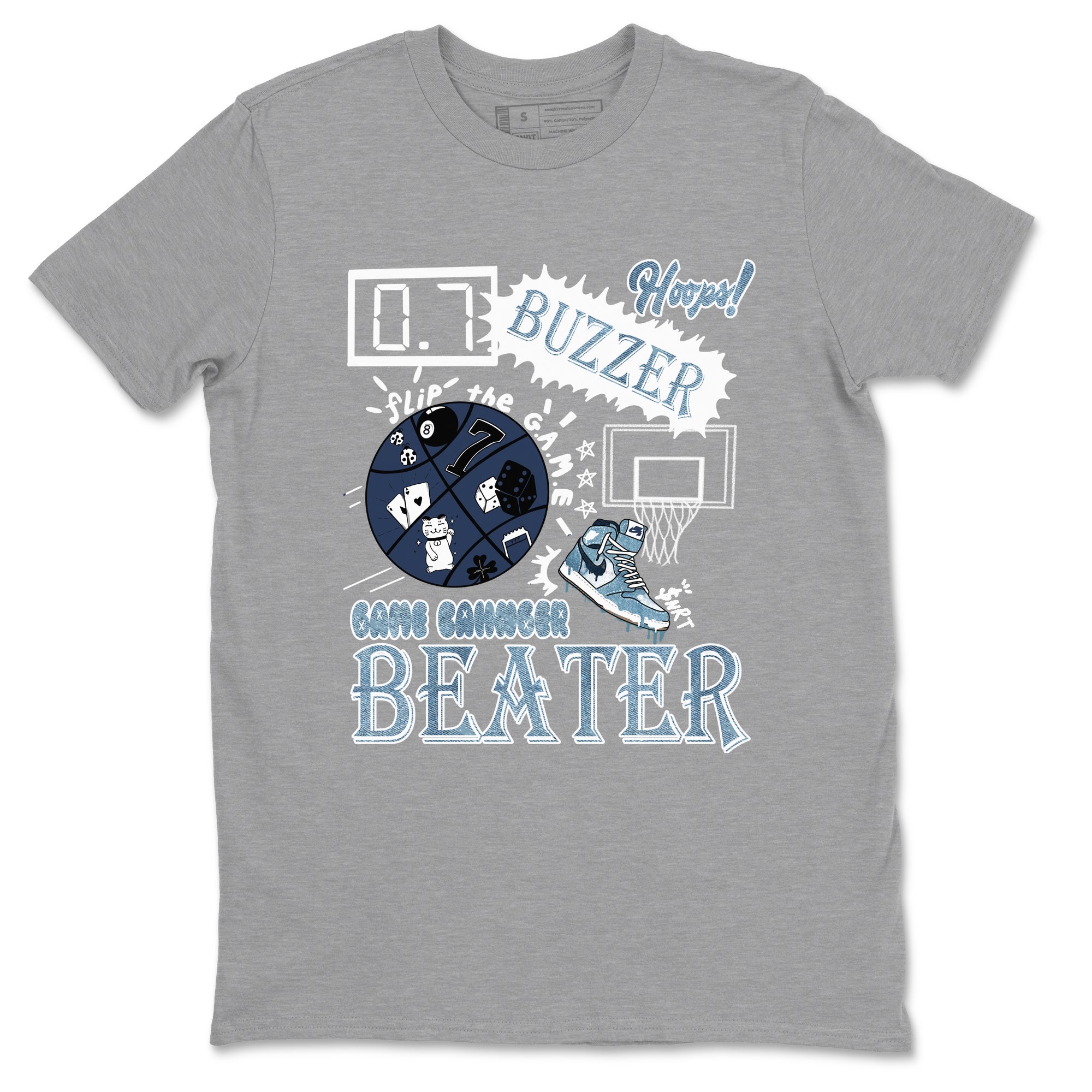 1s Denim shirts to match jordans Game Changer sneaker match tees Air Jordan 1 Denim Drip Gear Zone streetwear brand Heather Grey 2 unisex cotton tee