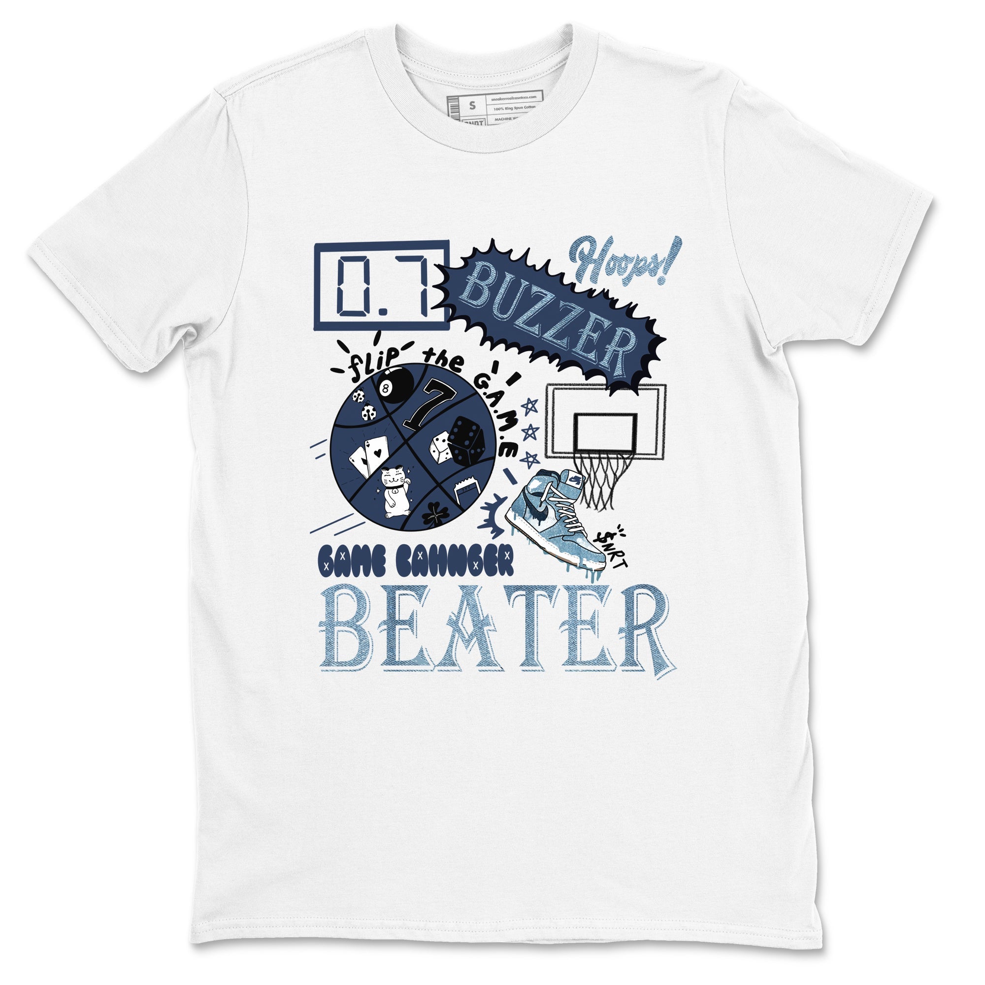 1s Denim shirts to match jordans Game Changer sneaker match tees Air Jordan 1 Denim Drip Gear Zone streetwear brand White 2 unisex cotton tee
