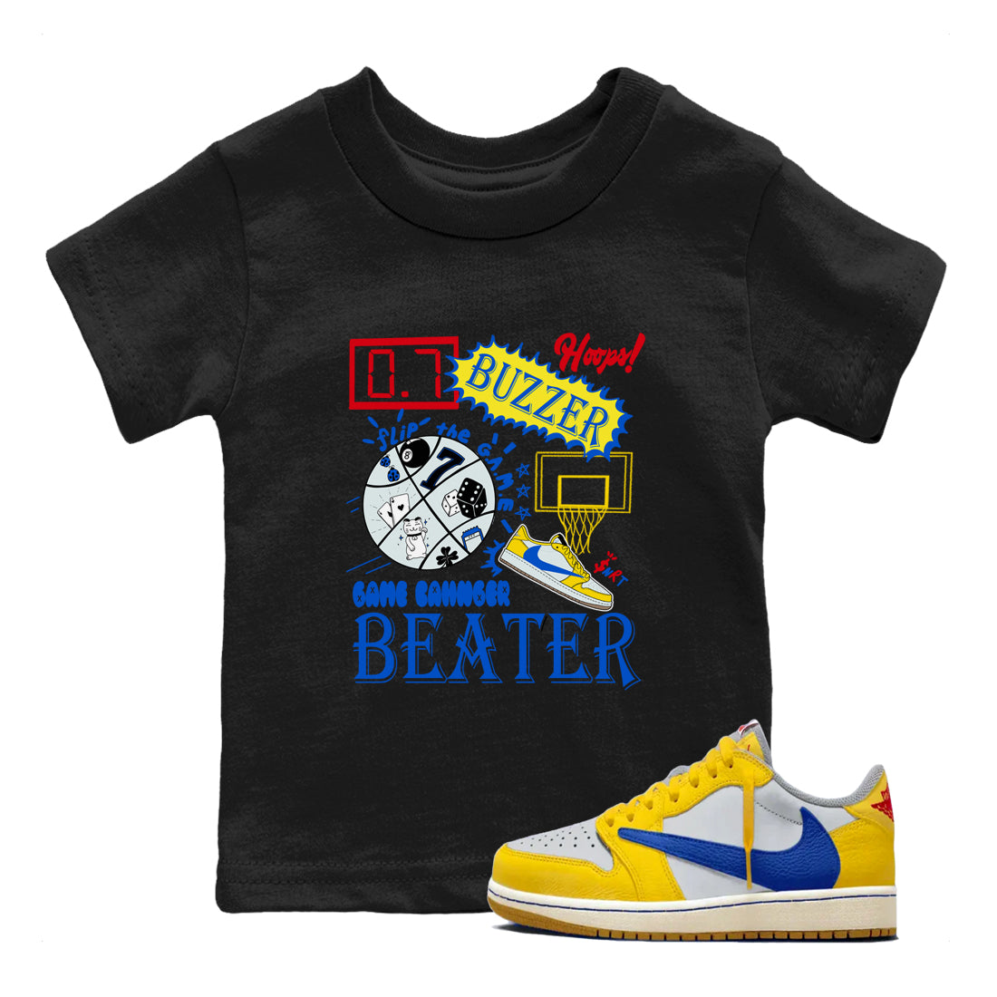 1s Travis Scott Canary shirt to match jordans Game Changer sneaker tees Air Jordan 1 Travis Scott Canary Drip Gear Zone baby toddler Black 1 cotton Shirt