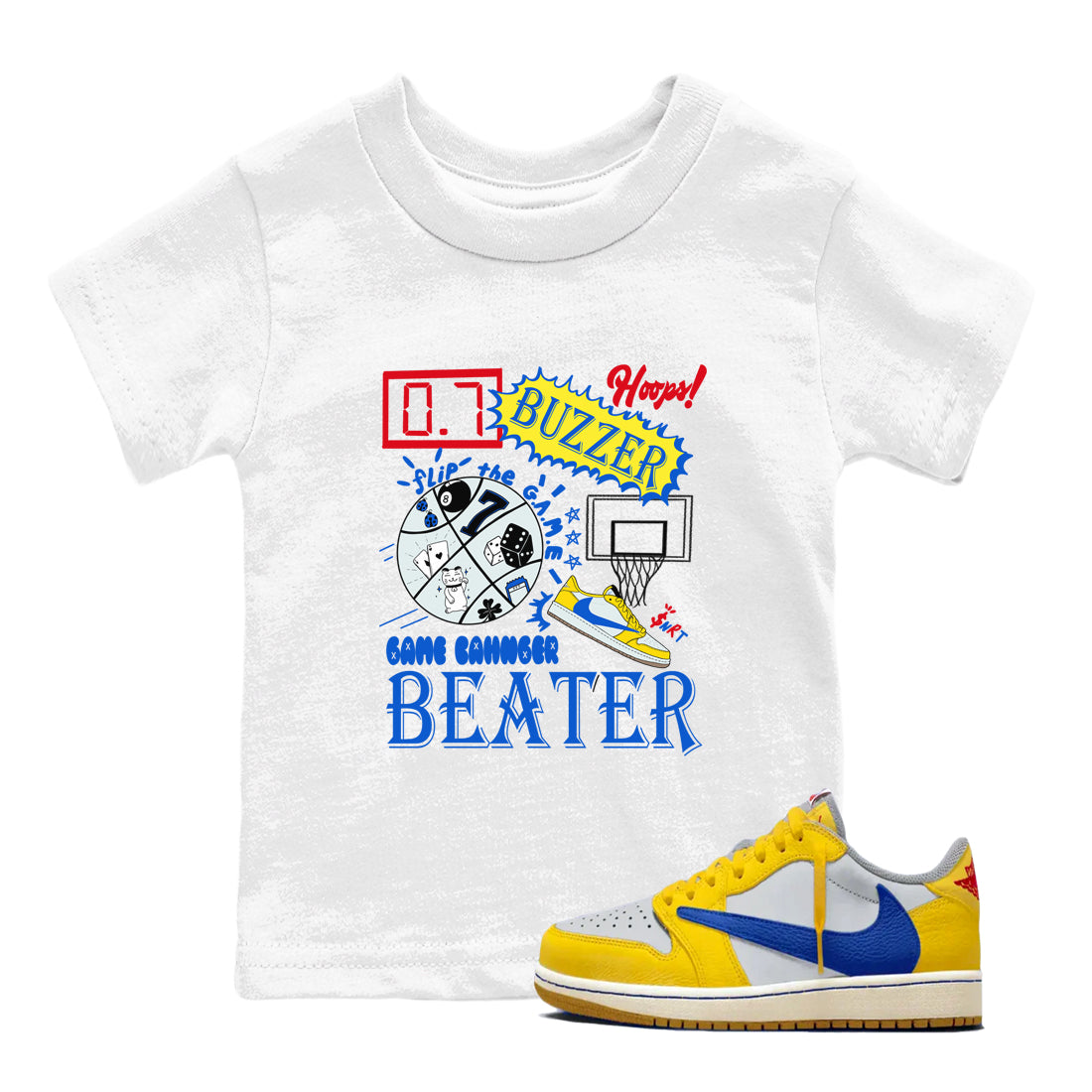 1s Travis Scott Canary shirt to match jordans Game Changer sneaker tees Air Jordan 1 Travis Scott Canary Drip Gear Zone baby toddler White 1 cotton Shirt