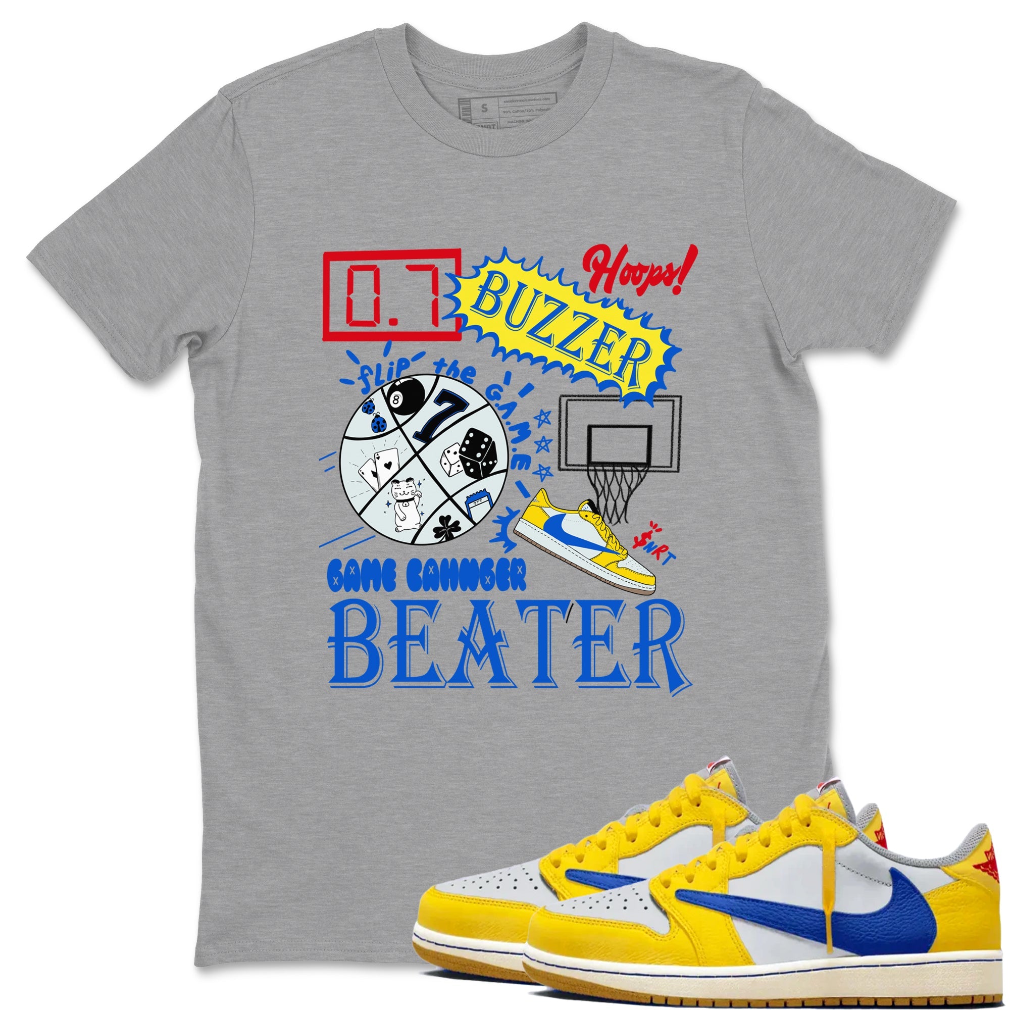1s Travis Scott Canary shirt to match jordans Game Changer sneaker tees Air Jordan 1 Travis Scott Canary Drip Gear Zone unisex cotton Heather Grey 1 crew neck shirt