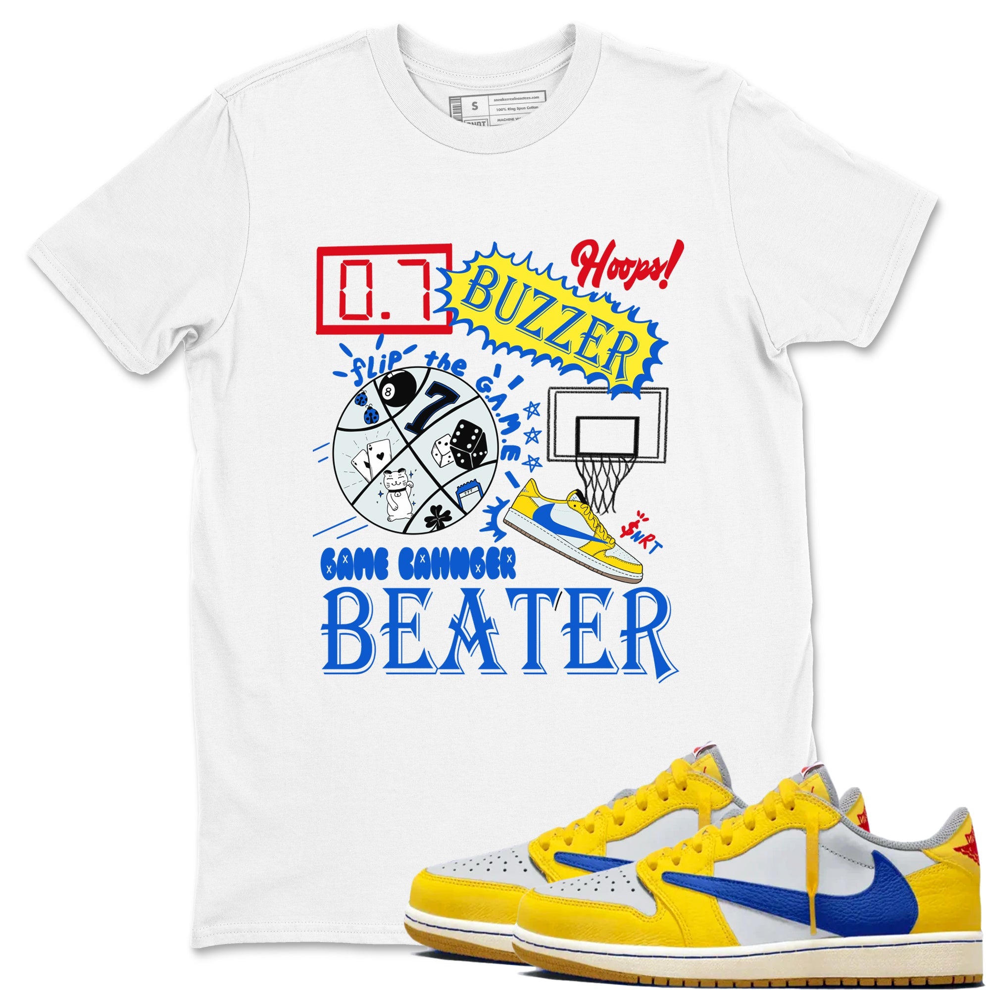 1s Travis Scott Canary shirt to match jordans Game Changer sneaker tees Air Jordan 1 Travis Scott Canary Drip Gear Zone unisex cotton White 1 crew neck shirt