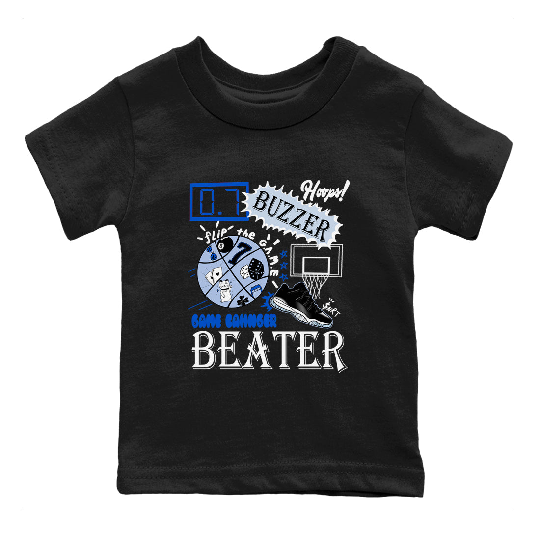 AJ11 Black and Varsity Royal shirt to match jordans Game Changer sneaker tees Air Jordan 11 Black and Varsity Royal Drip Gear Zone baby toddler Black 2 cotton Shirt