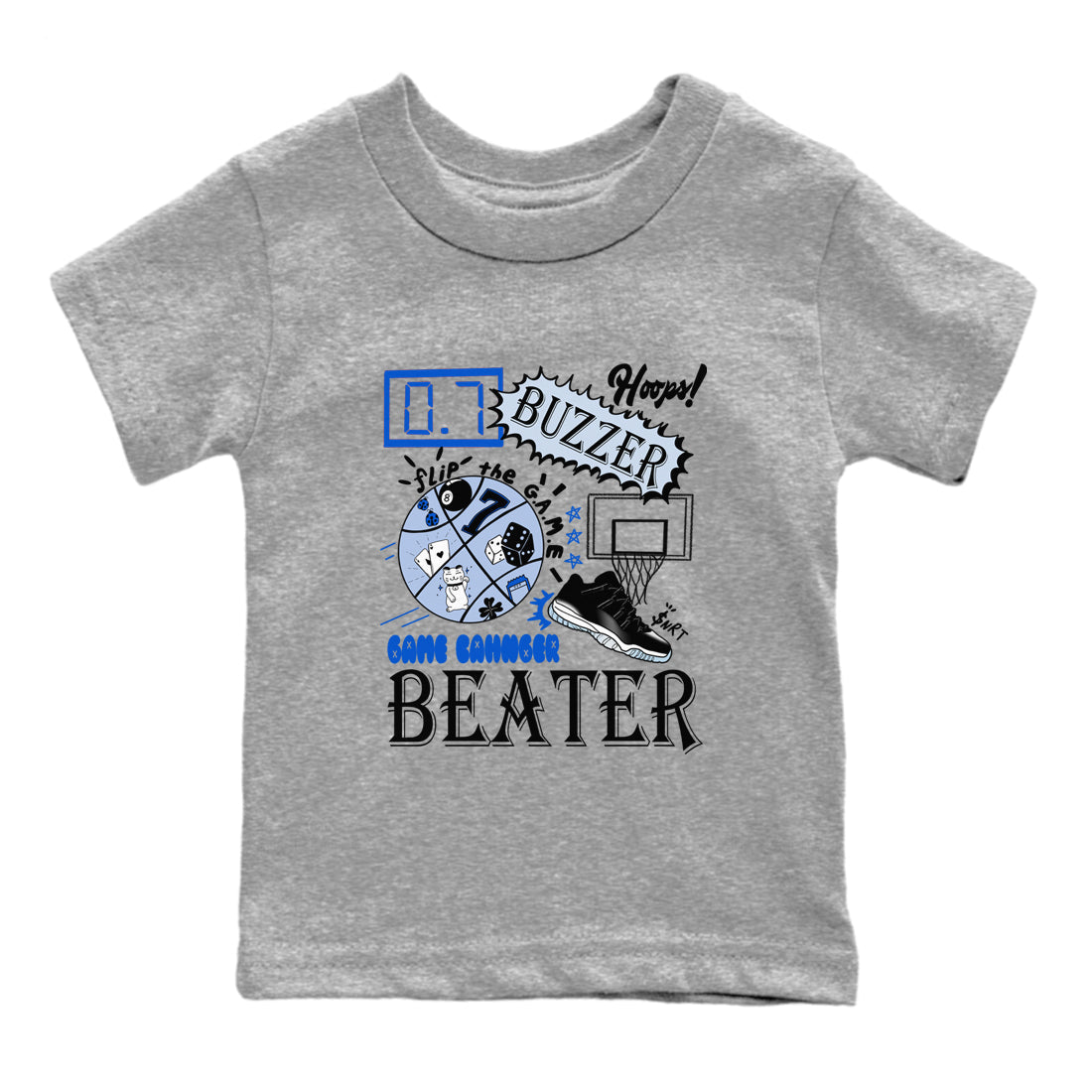 AJ11 Black and Varsity Royal shirt to match jordans Game Changer sneaker tees Air Jordan 11 Black and Varsity Royal Drip Gear Zone baby toddler Heather Grey 2 cotton Shirt