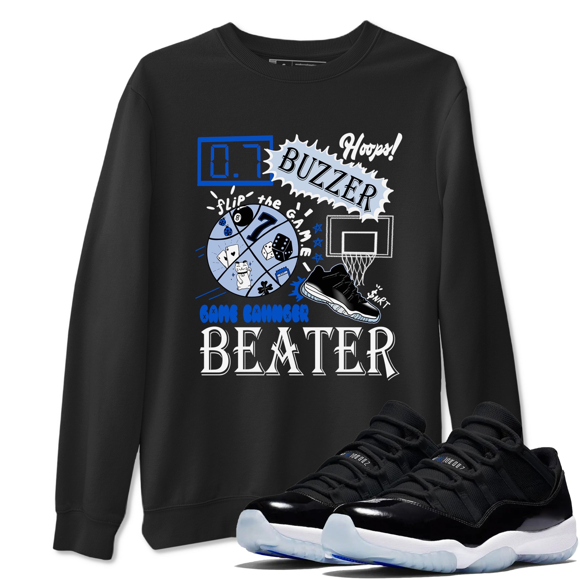 AJ11 Black and Varsity Royal shirt to match jordans Game Changer sneaker tees Air Jordan 11 Black and Varsity Royal Drip Gear Zone unisex cotton Black 1 crew neck shirt