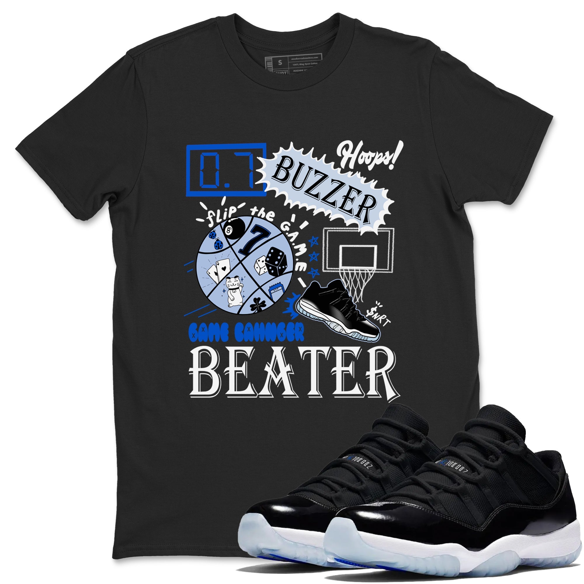 AJ11 Black and Varsity Royal shirt to match jordans Game Changer sneaker tees Air Jordan 11 Black and Varsity Royal Drip Gear Zone unisex cotton Black 1 crew neck shirt