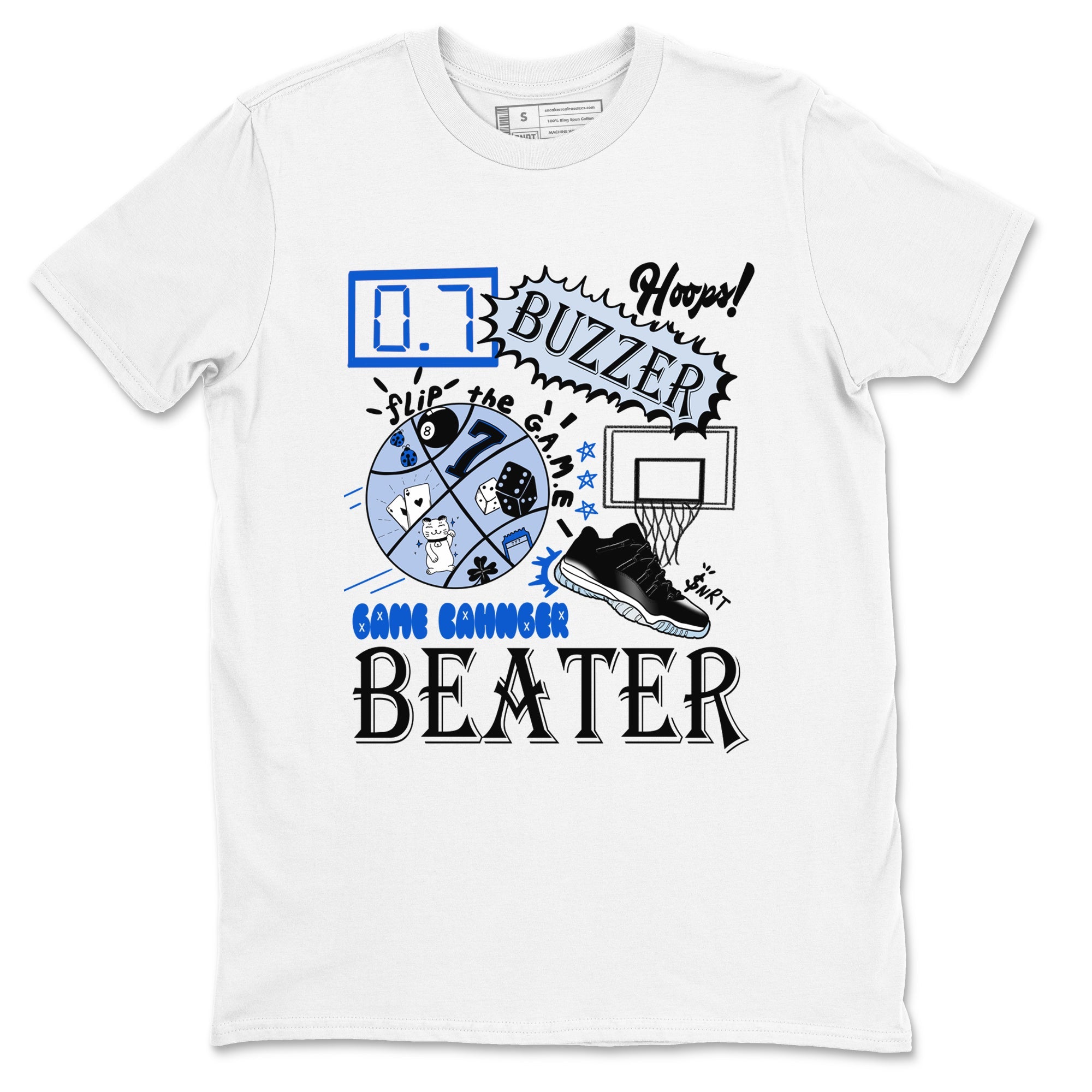 AJ11 Black and Varsity Royal shirt to match jordans Game Changer sneaker tees Air Jordan 11 Black and Varsity Royal Drip Gear Zone unisex cotton White 2 crew neck shirt