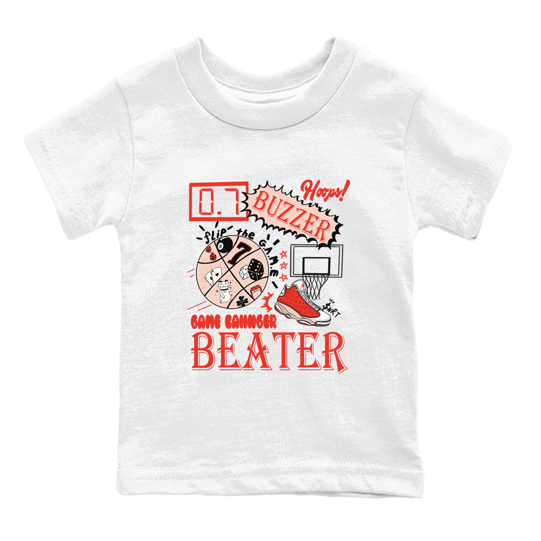 AJ13 Dune Red shirts to match jordans Game Changer sneaker match tees Air Jordan 13 Dune Red Drip Gear Zone streetwear brand Baby and Youth White 2 cotton tee