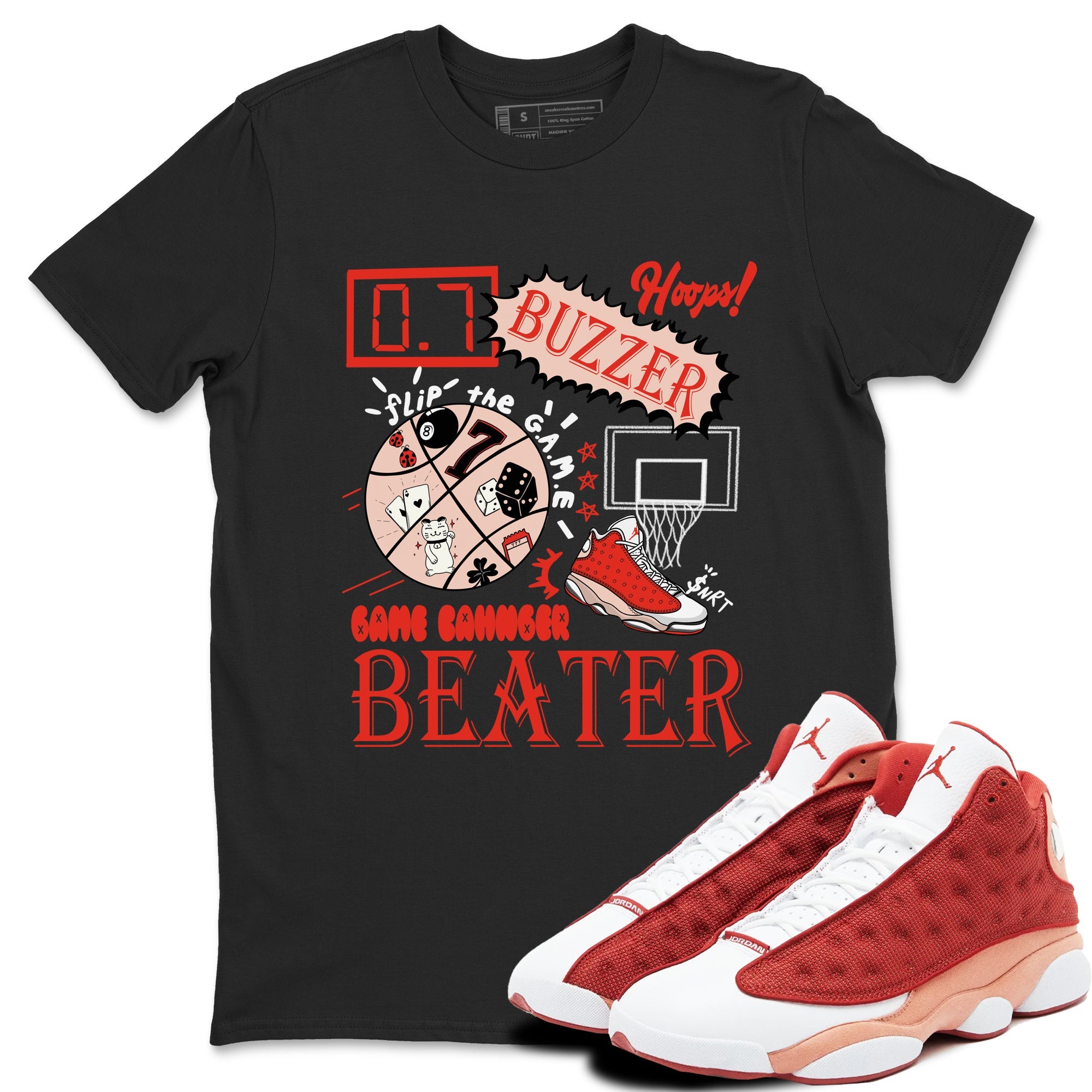 AJ13 Dune Red shirts to match jordans Game Changer sneaker match tees Air Jordan 13 Dune Red Drip Gear Zone streetwear brand Black 1 unisex cotton tee