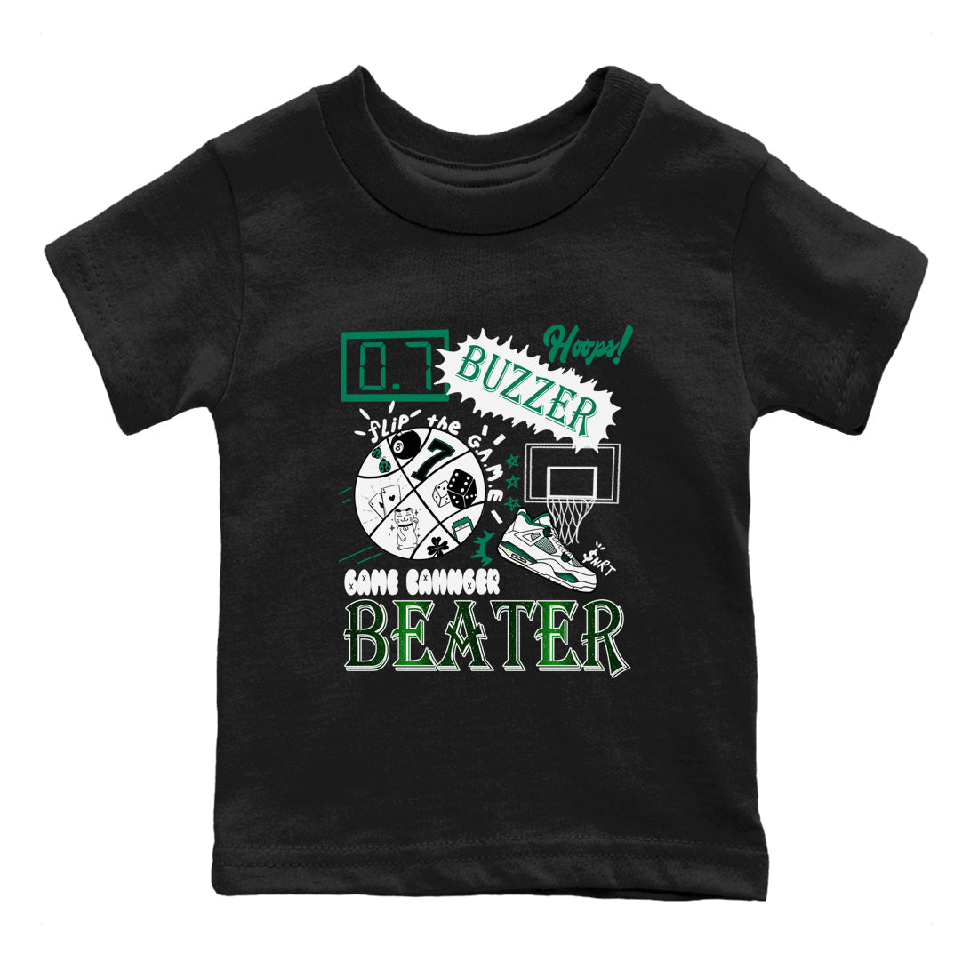 4s Oxidized Green shirts to match jordans Game Changer sneaker match tees Air Jordan 4 Oxidized Green Drip Gear Zone streetwear brand Baby and Youth Black 2 cotton tee