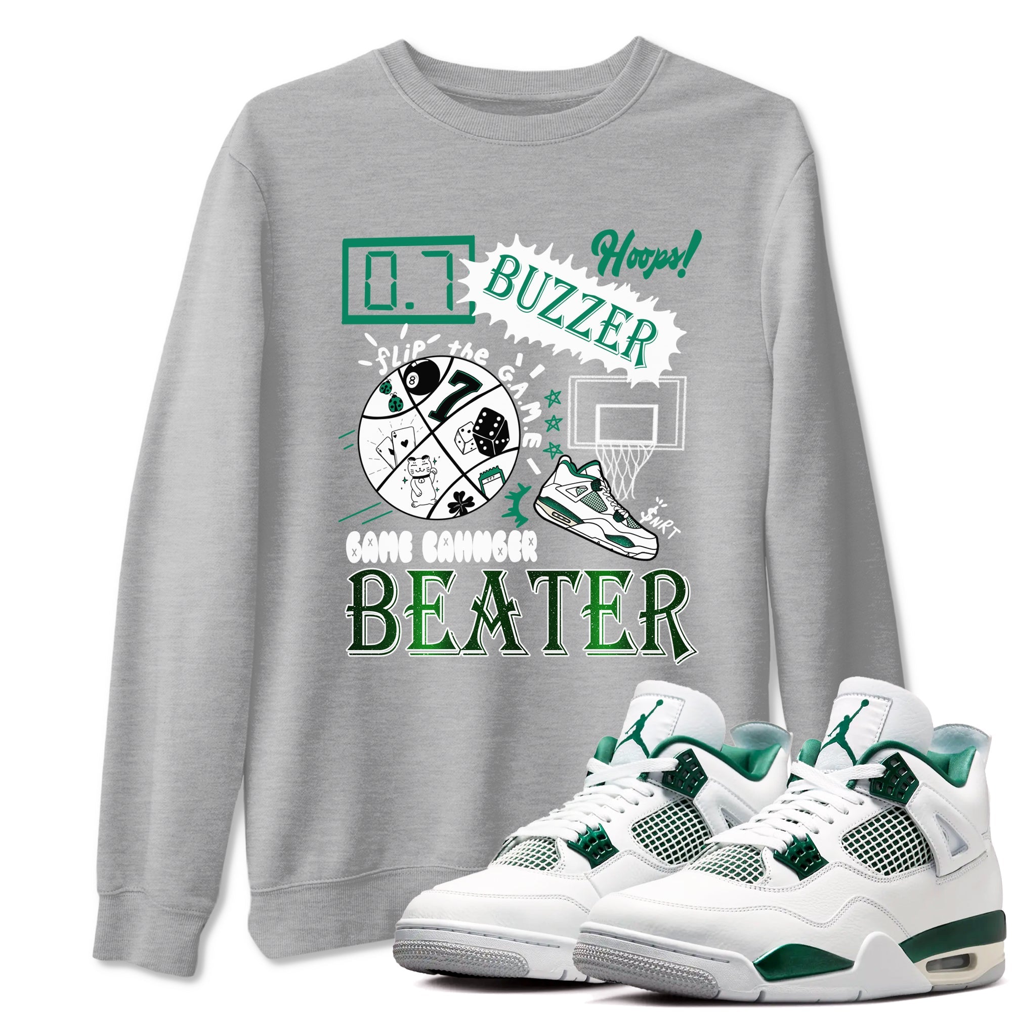4s Oxidized Green shirts to match jordans Game Changer sneaker match tees Air Jordan 4 Oxidized Green Drip Gear Zone streetwear brand Heather Grey 1 unisex cotton tee