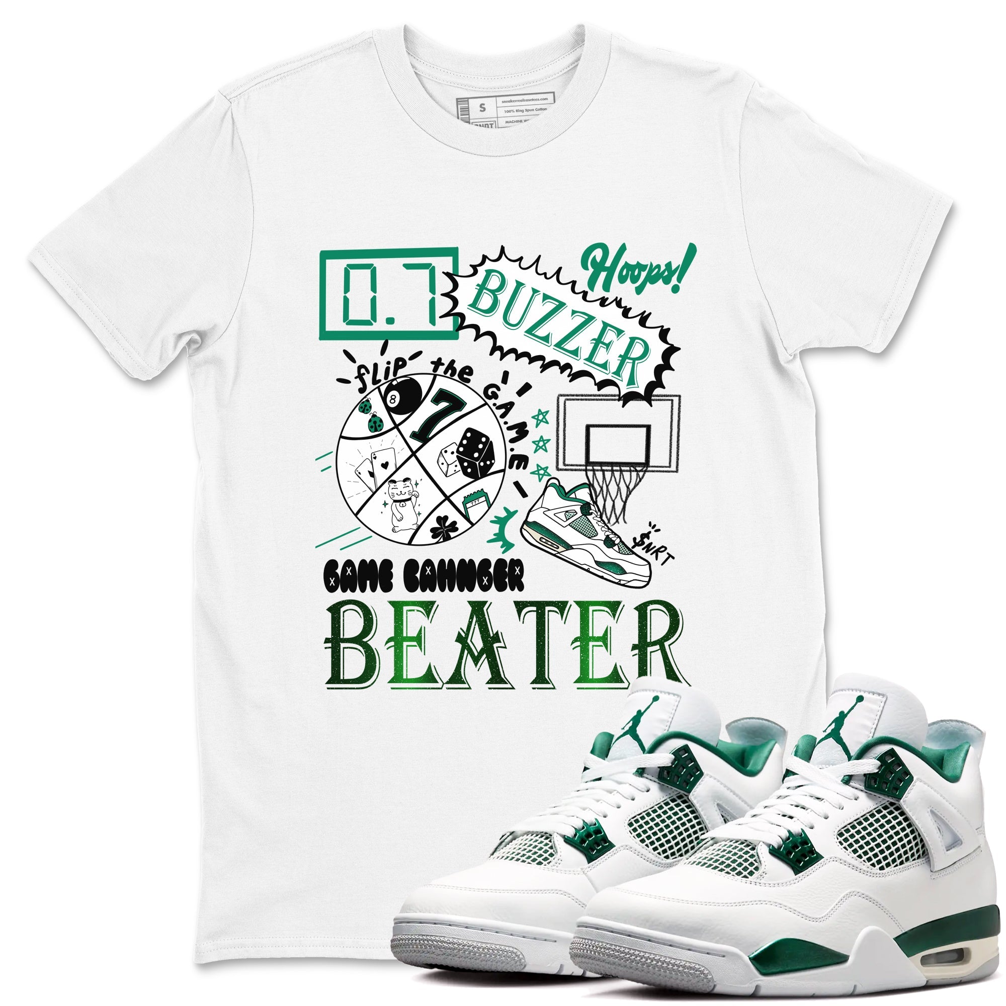 4s Oxidized Green shirts to match jordans Game Changer sneaker match tees Air Jordan 4 Oxidized Green Drip Gear Zone streetwear brand White 1 unisex cotton tee